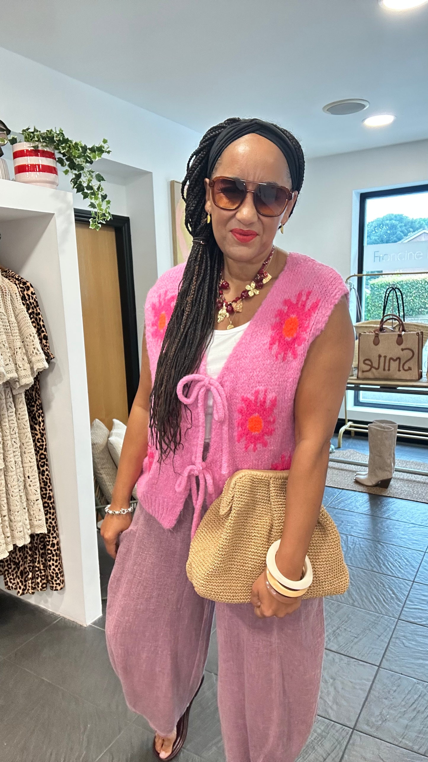 SALE SUNBURST GILET CANDY PINK