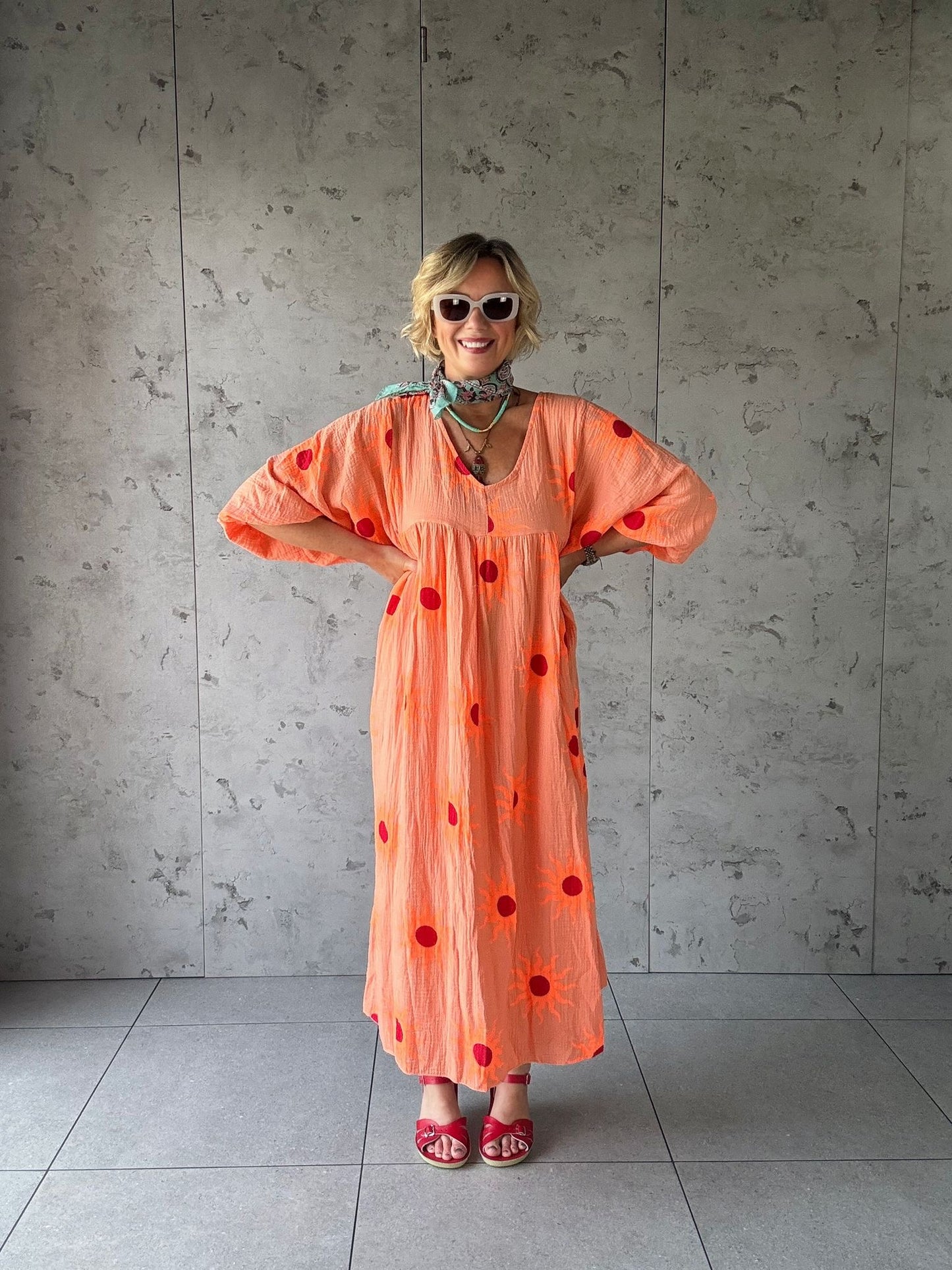SUNBURST SMOCK DRESS ORANGE 🍊 *New