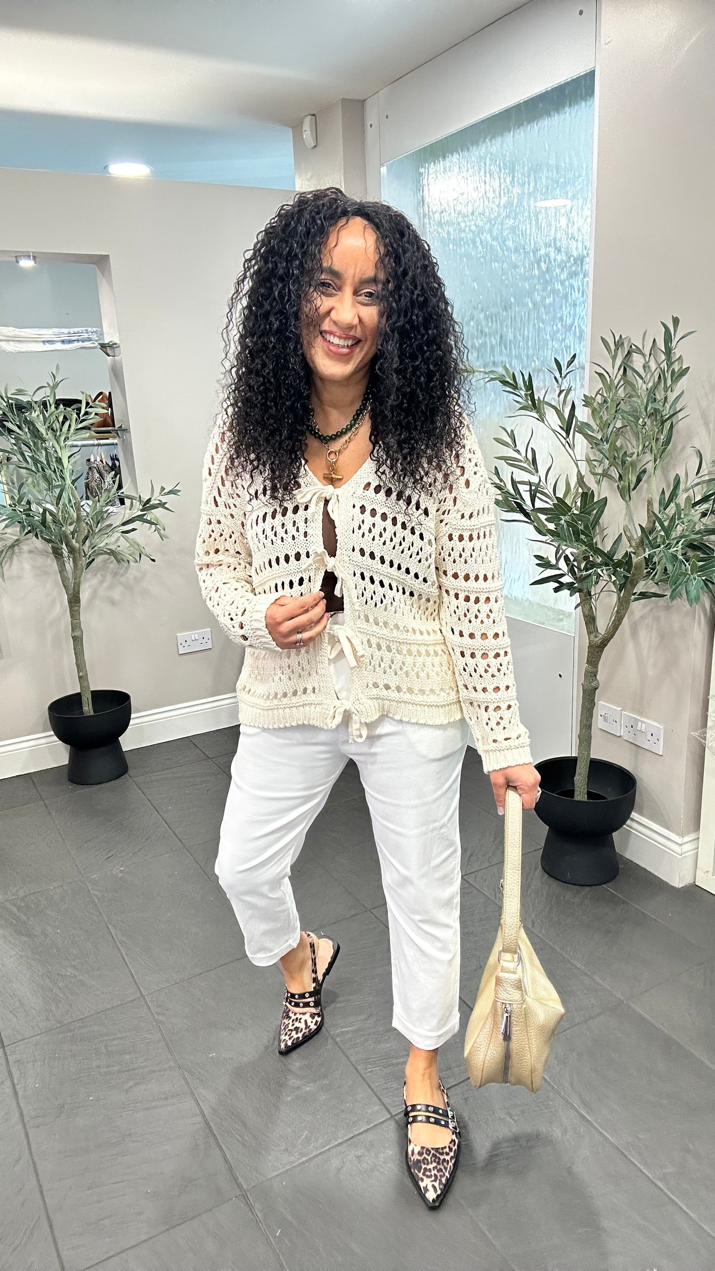 SALE GENE TIE CARDIGAN CREAM