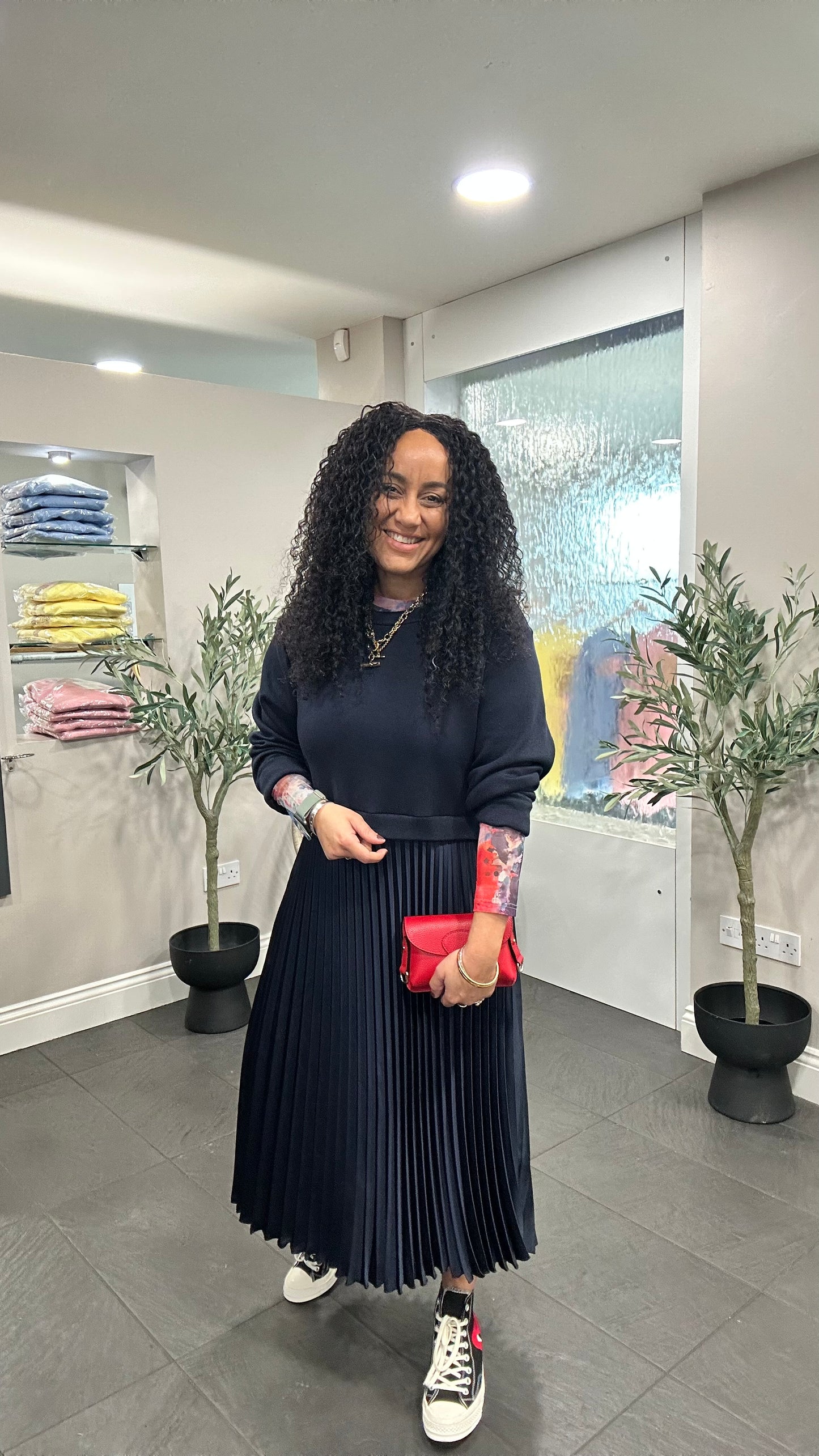 SALE BETH SATIN PLEATED MAXI DRESS NAVY