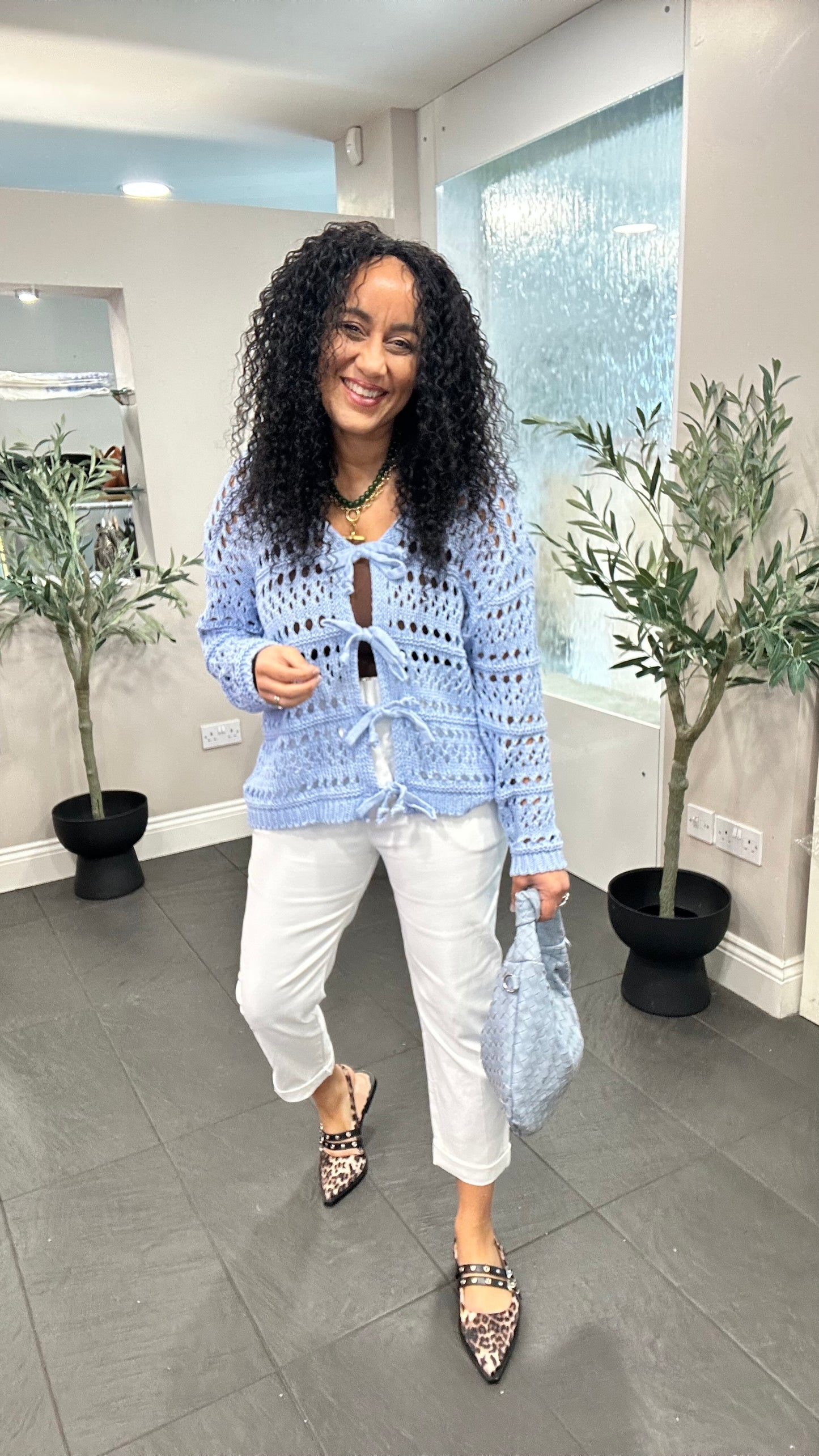 SALE GENE TIE CARDIGAN SKY BLUE