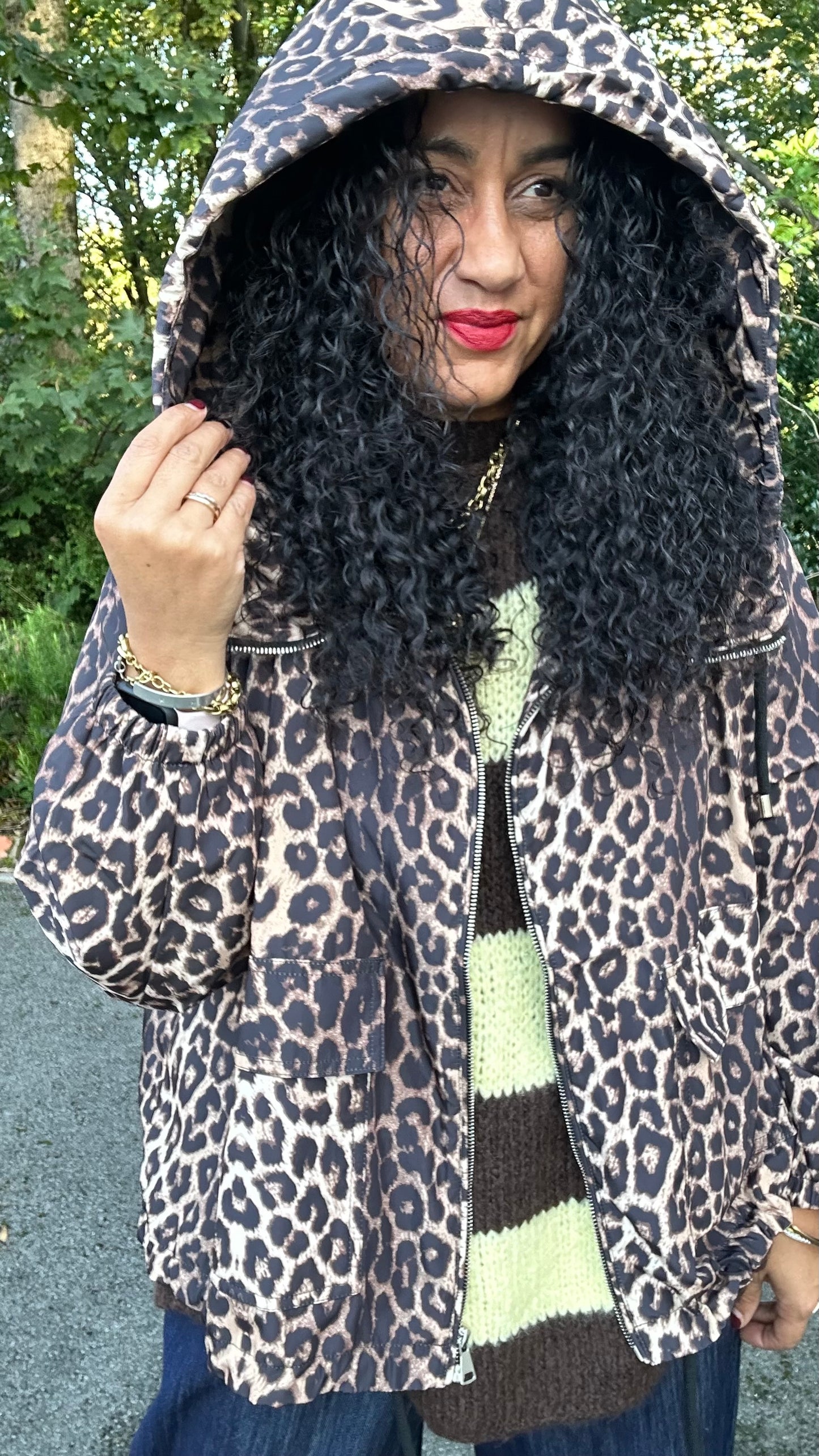 DAMSON LEOPARD PRINT HOODED JACKET *New