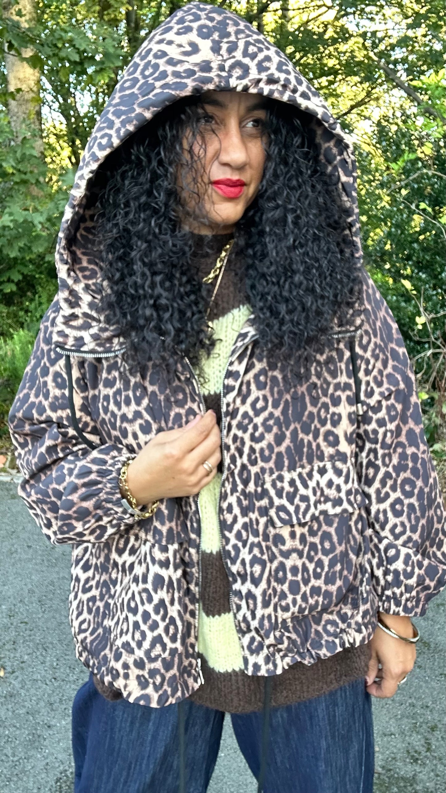 DAMSON LEOPARD PRINT HOODED JACKET *New