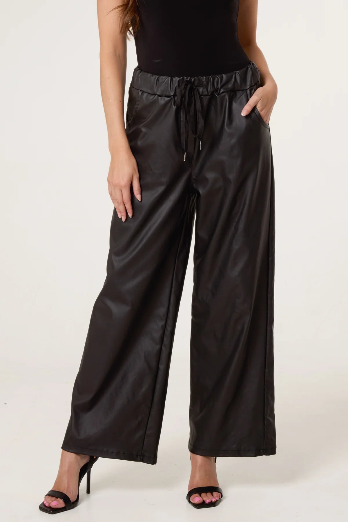 MORGAN FAUX LEATHER TROUSERS BLACK *New