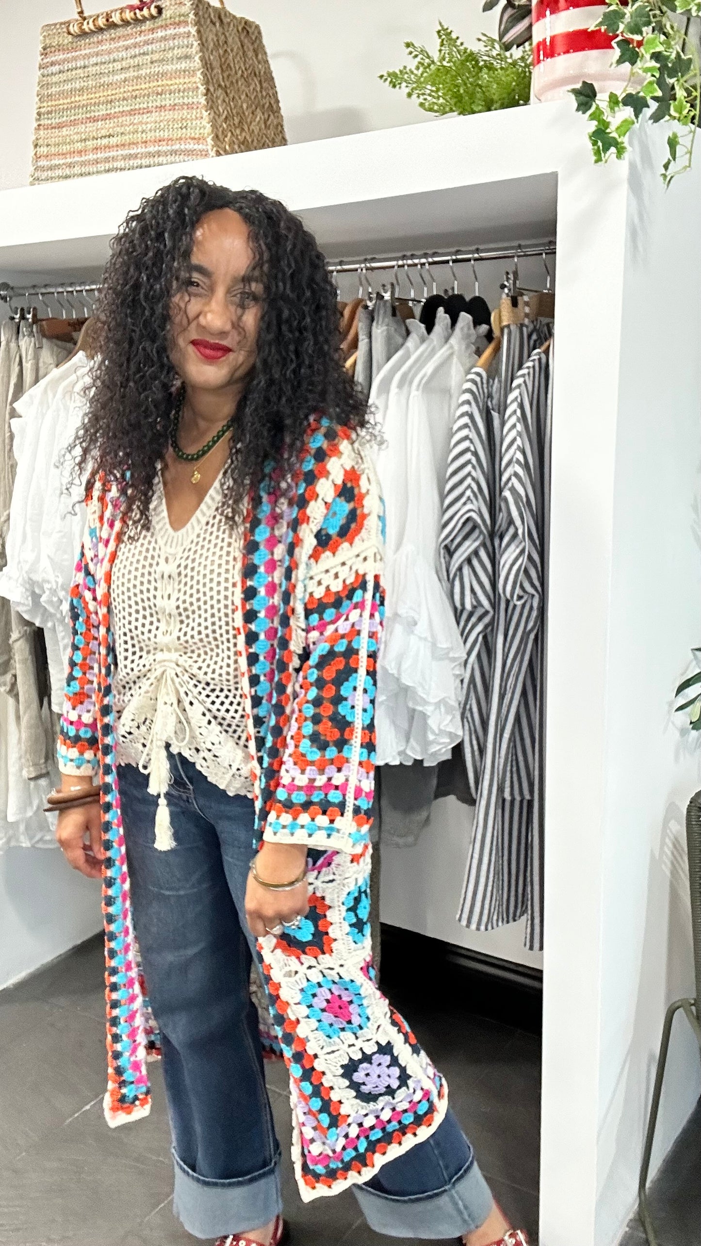 VIKA CROCHET MULTICOLOURED DUSTER *New