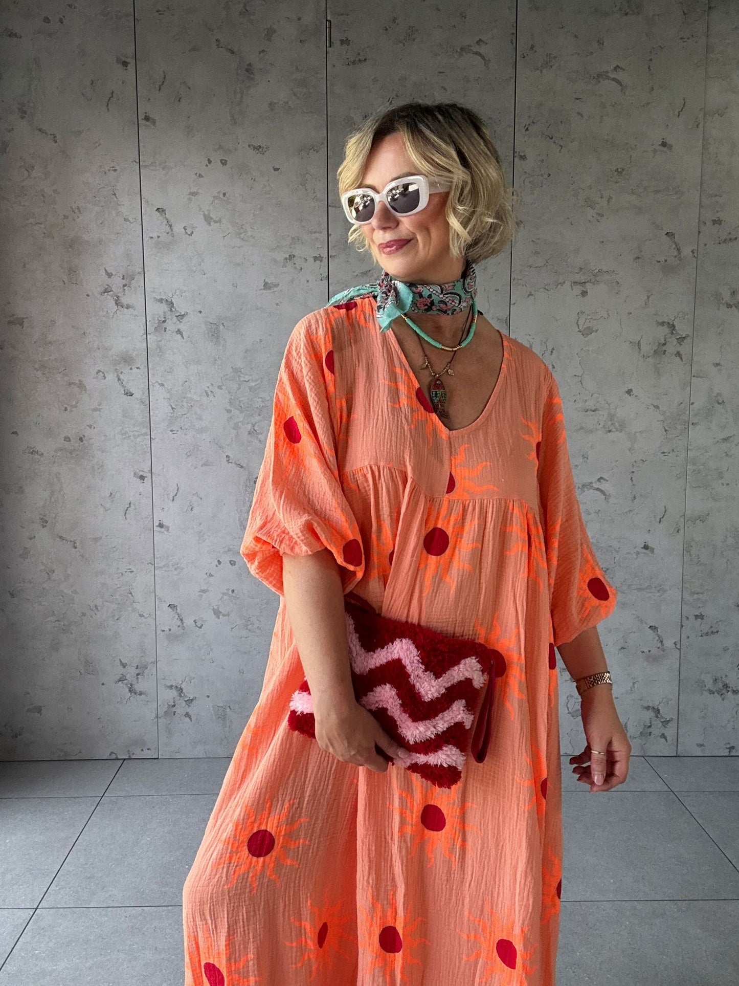 SUNBURST SMOCK DRESS ORANGE 🍊 *New