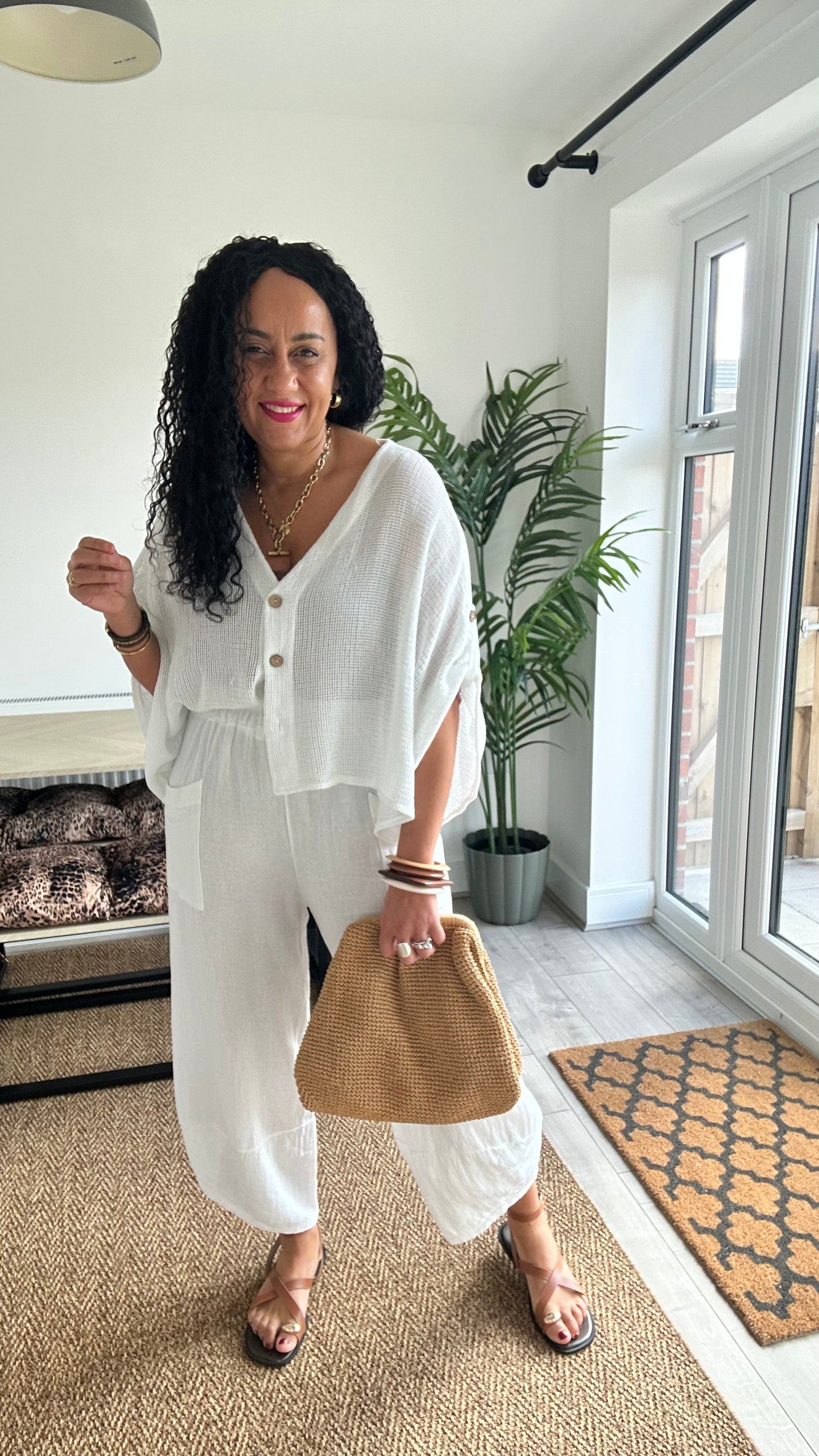 DERBY BARREL LEG TROUSERS WHITE *New