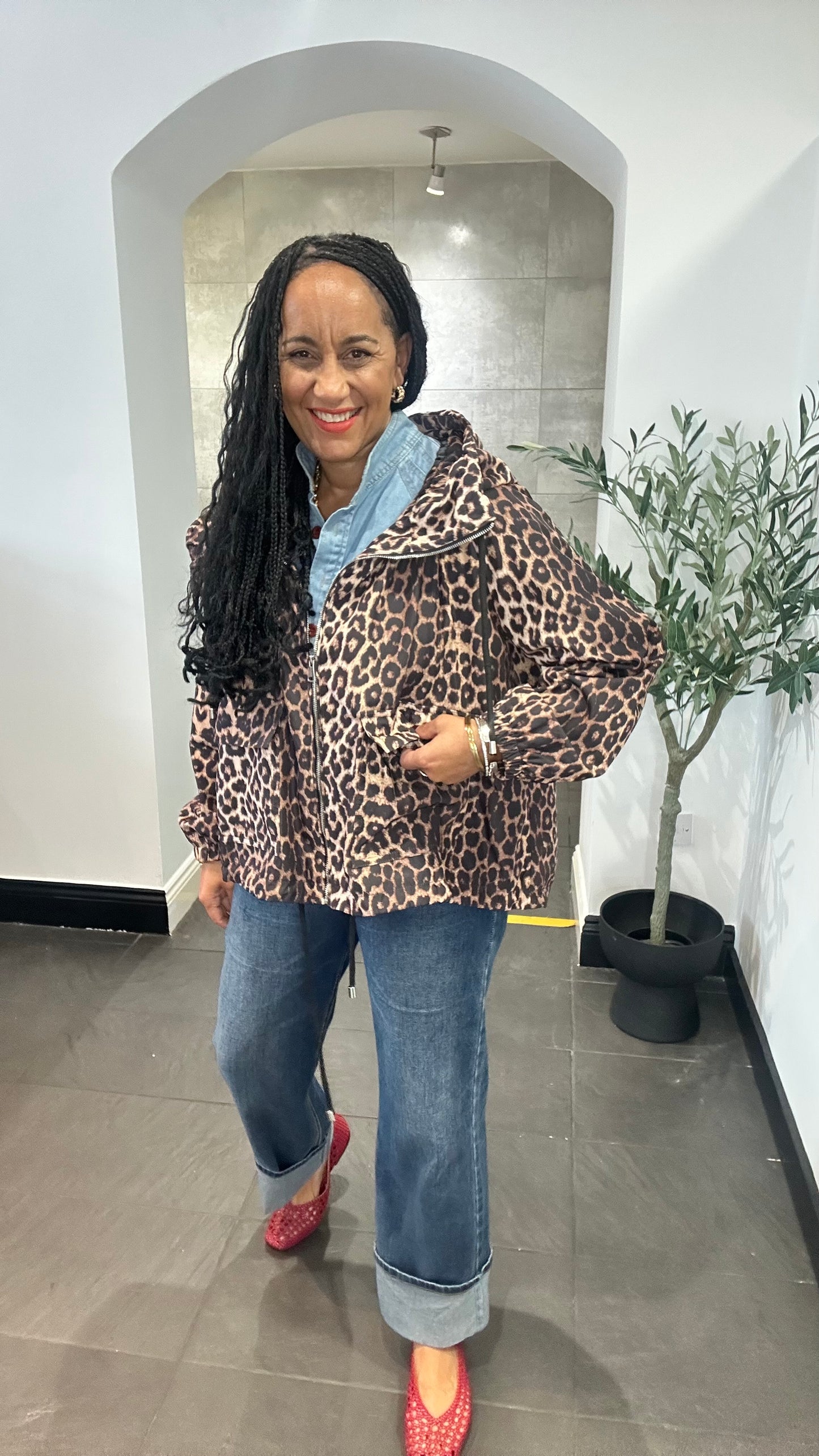 DAMSON LEOPARD PRINT HOODED JACKET *New