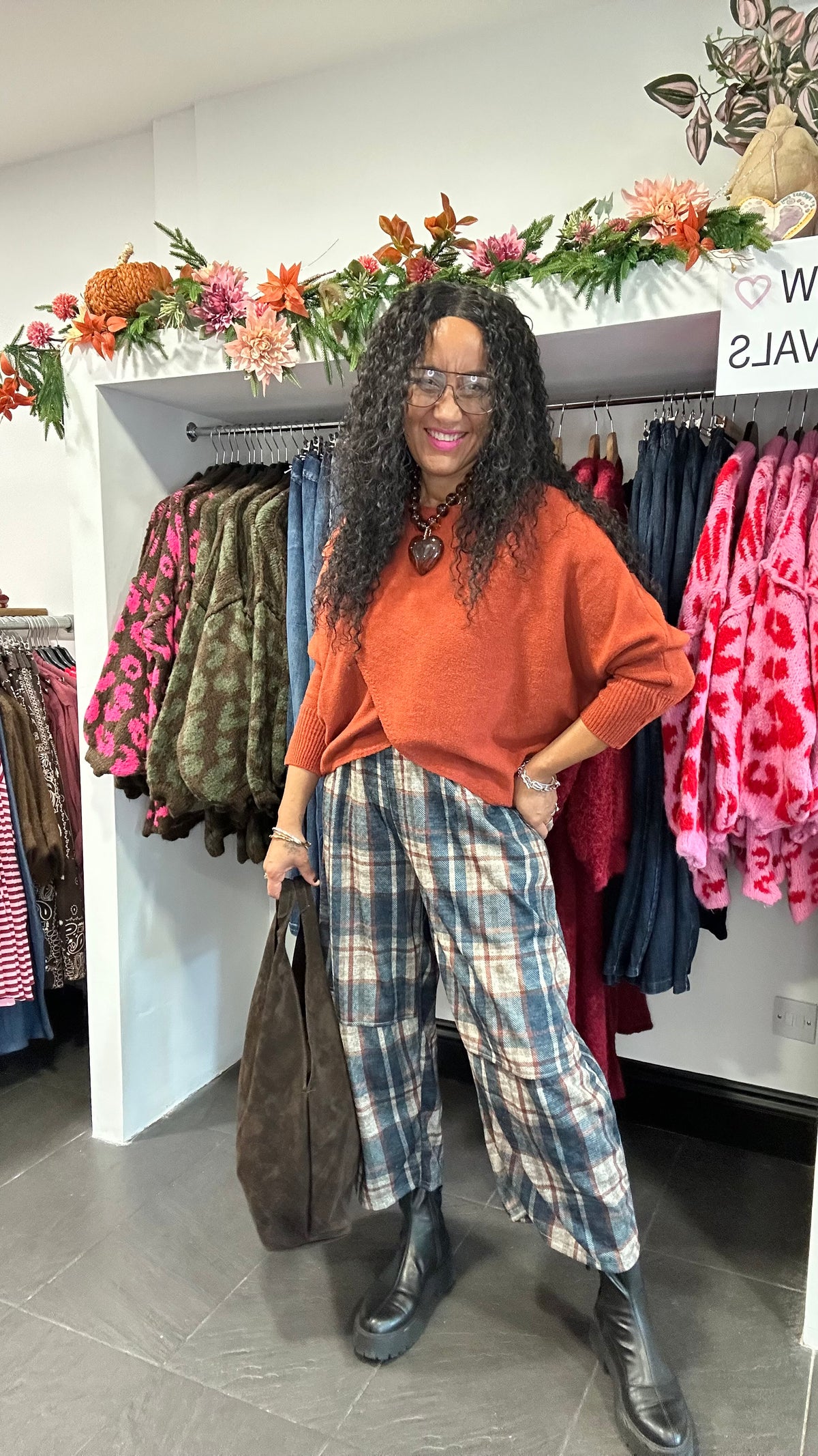COSIMA PLAID TROUSERS DENIM BLUE *New