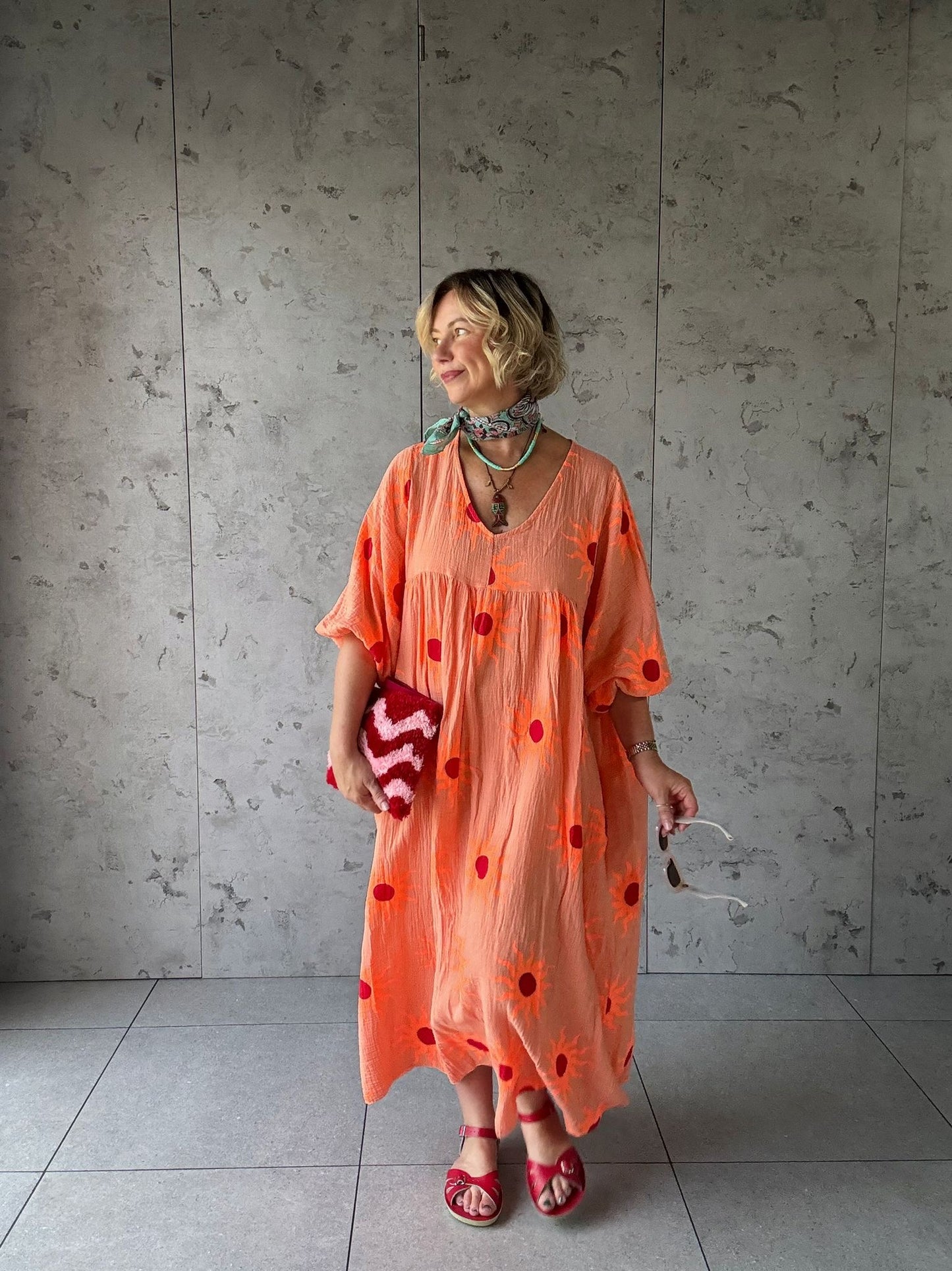 SUNBURST SMOCK DRESS ORANGE 🍊 *New