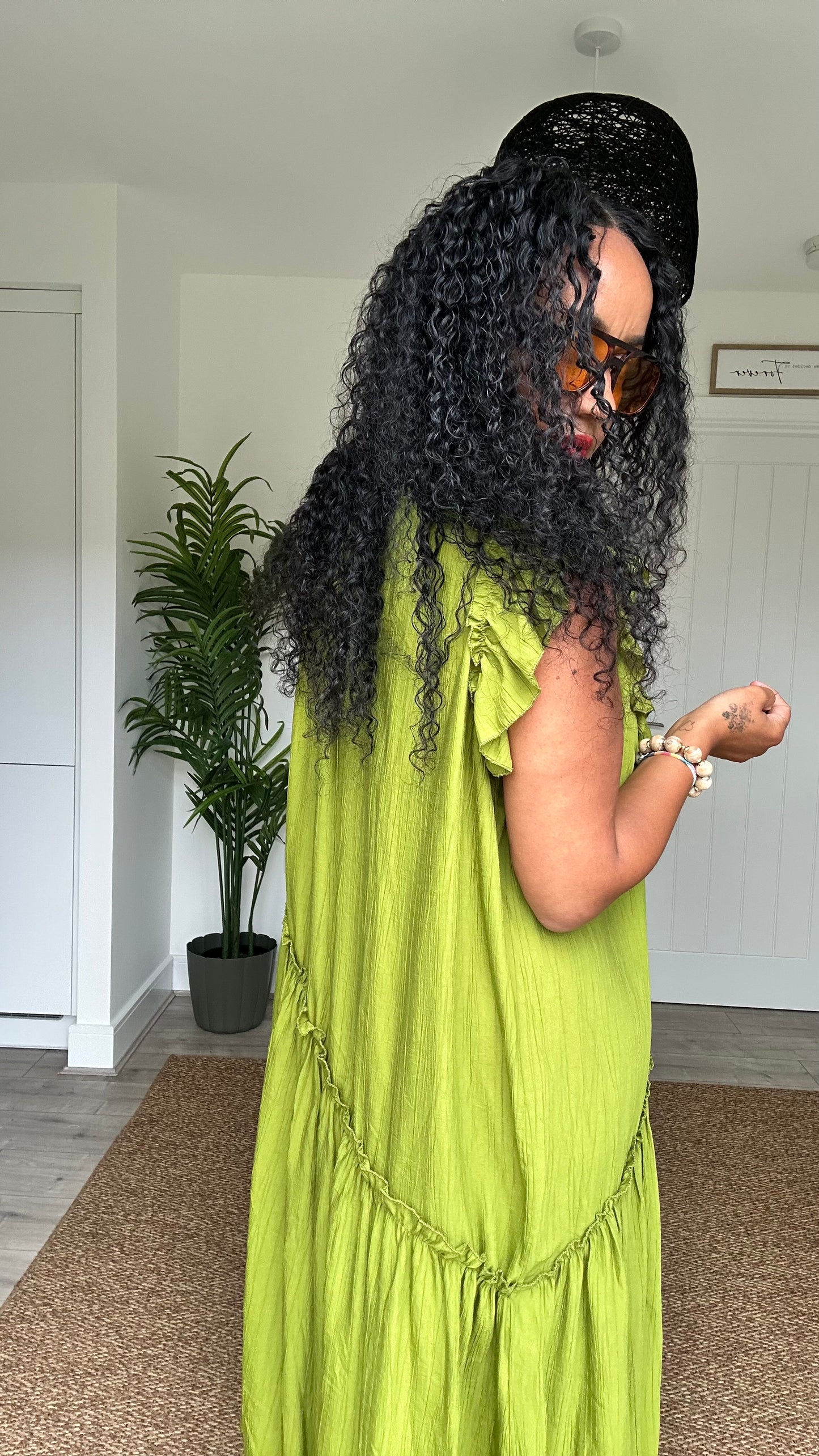 FLOWETRY FRILL MAXI DRESS OLIVE 🫒 GREEN *New