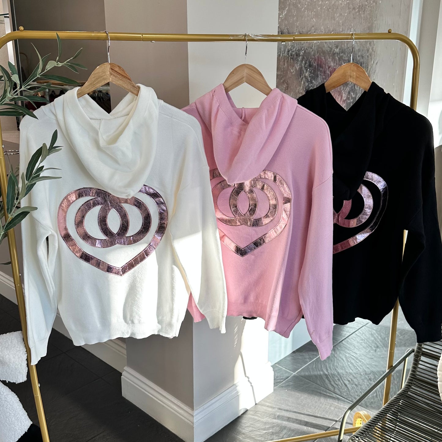 SALE FOIL HEART HOODIE SPRING WHITE