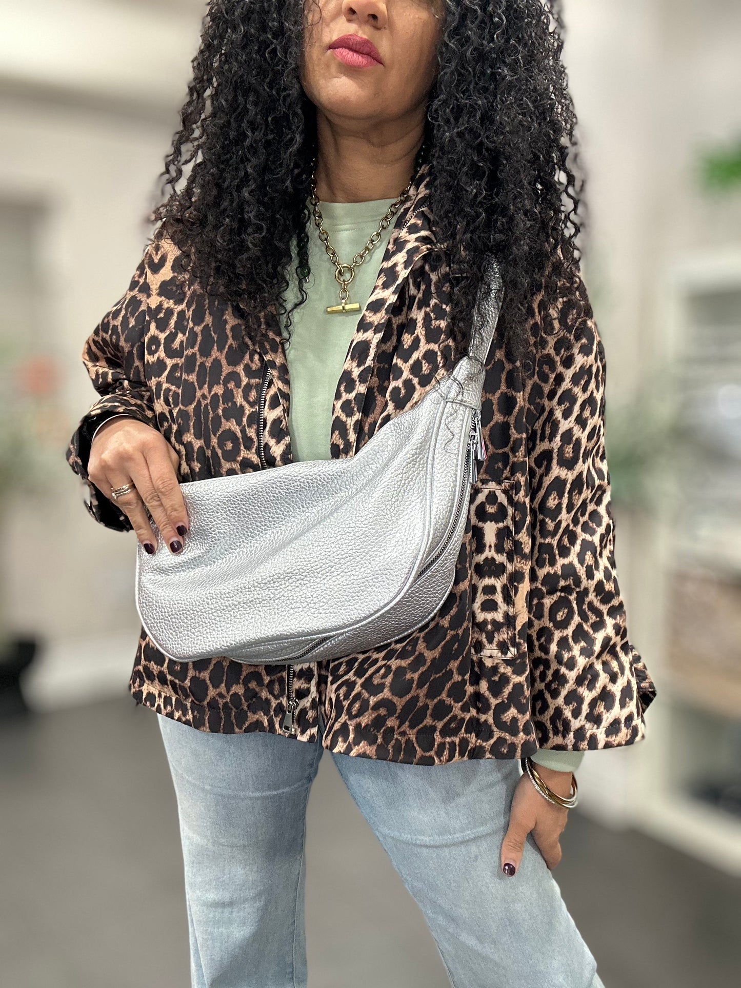FAUX LEATHER BUM BAG SILVER *New