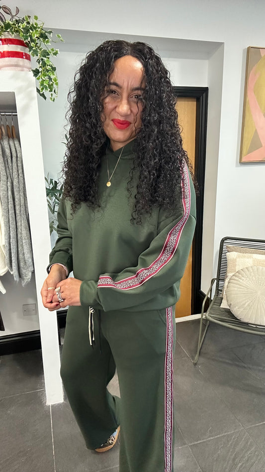 HOLLY HOODED TRACKSUIT SET FOREST GREEN KHAKI *New