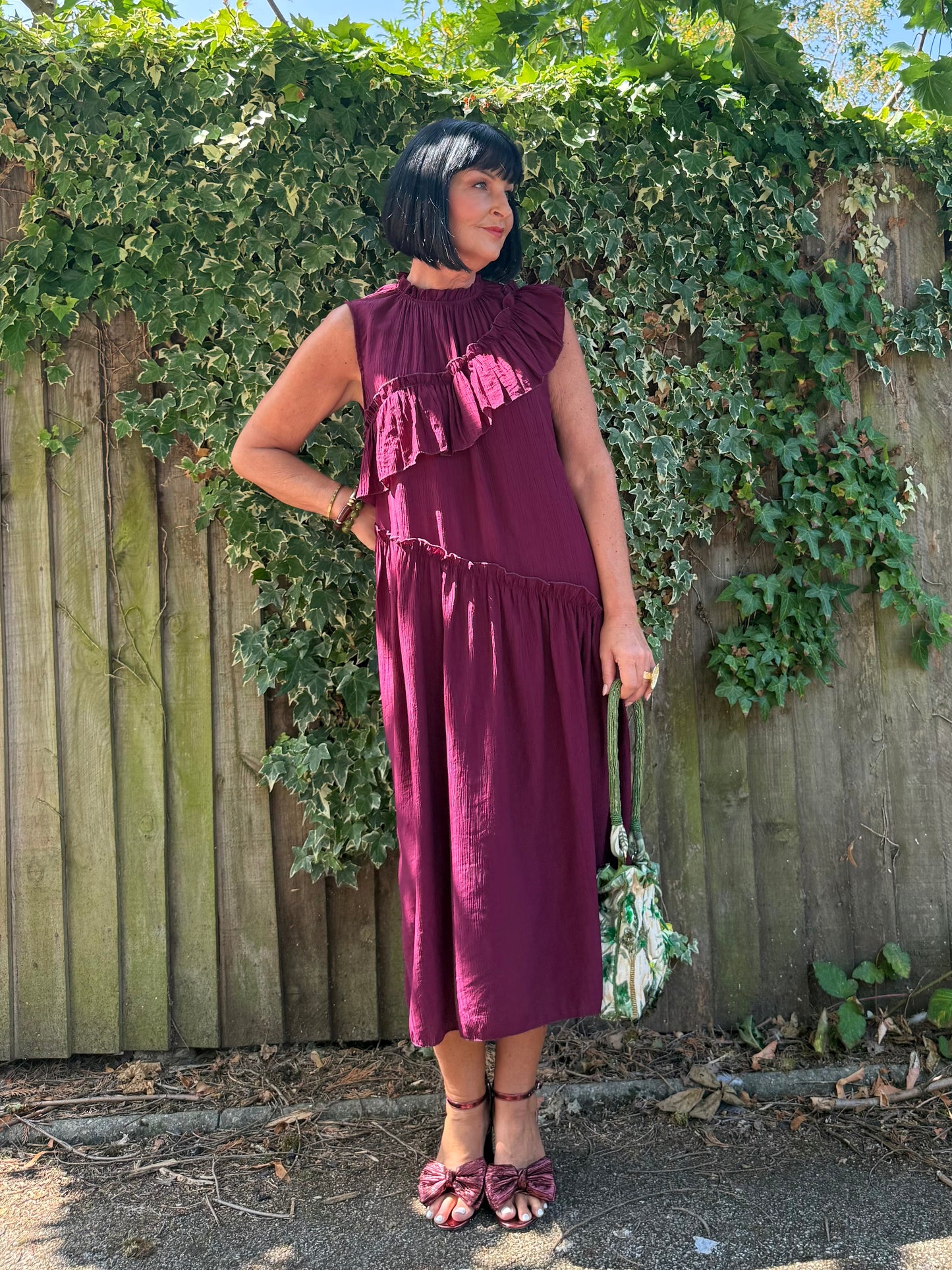 FLOWETRY FRILL MAXI DRESS WINE RED *New