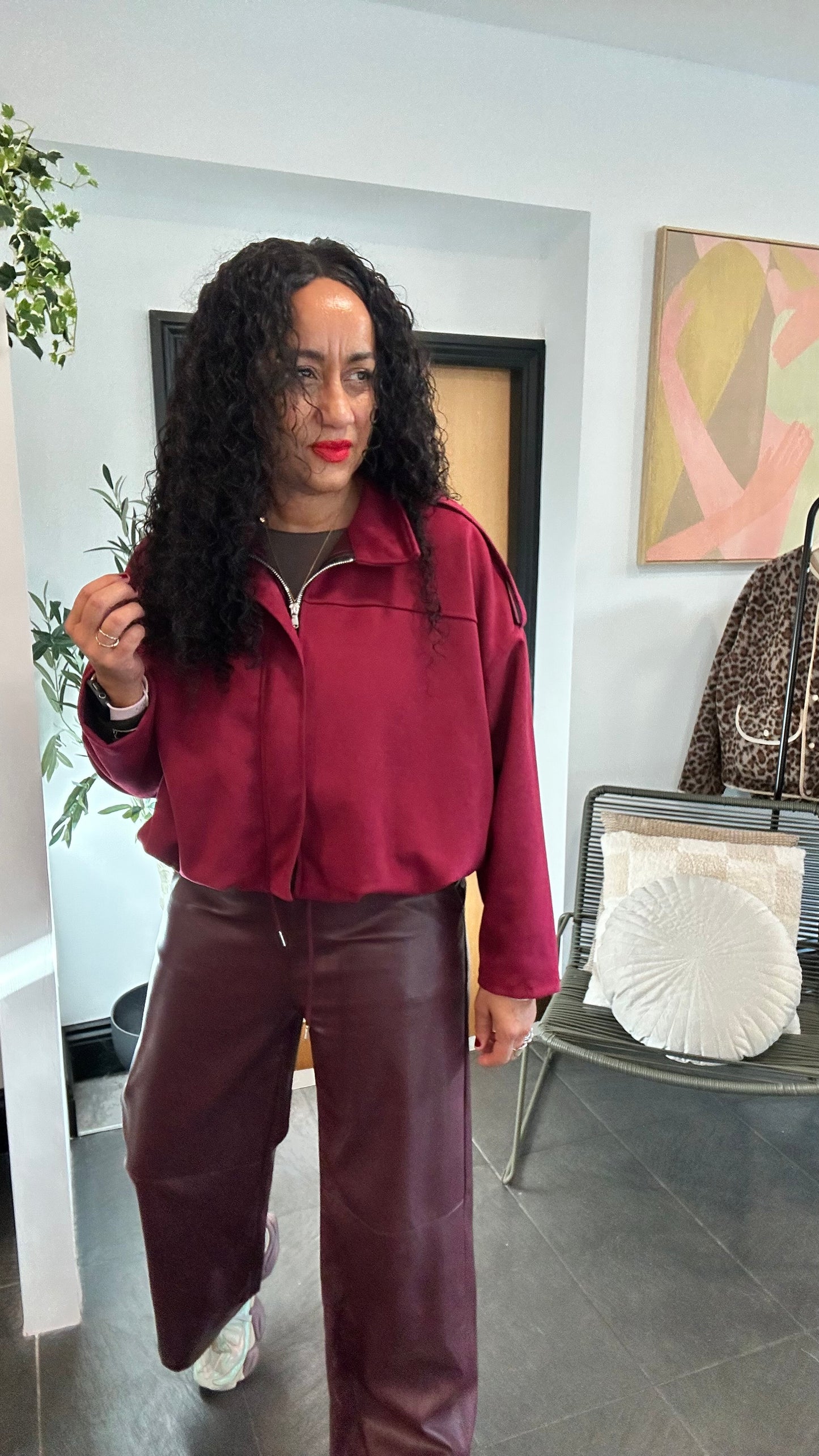 SALE DUPA BOMBER JACKET WINE RED