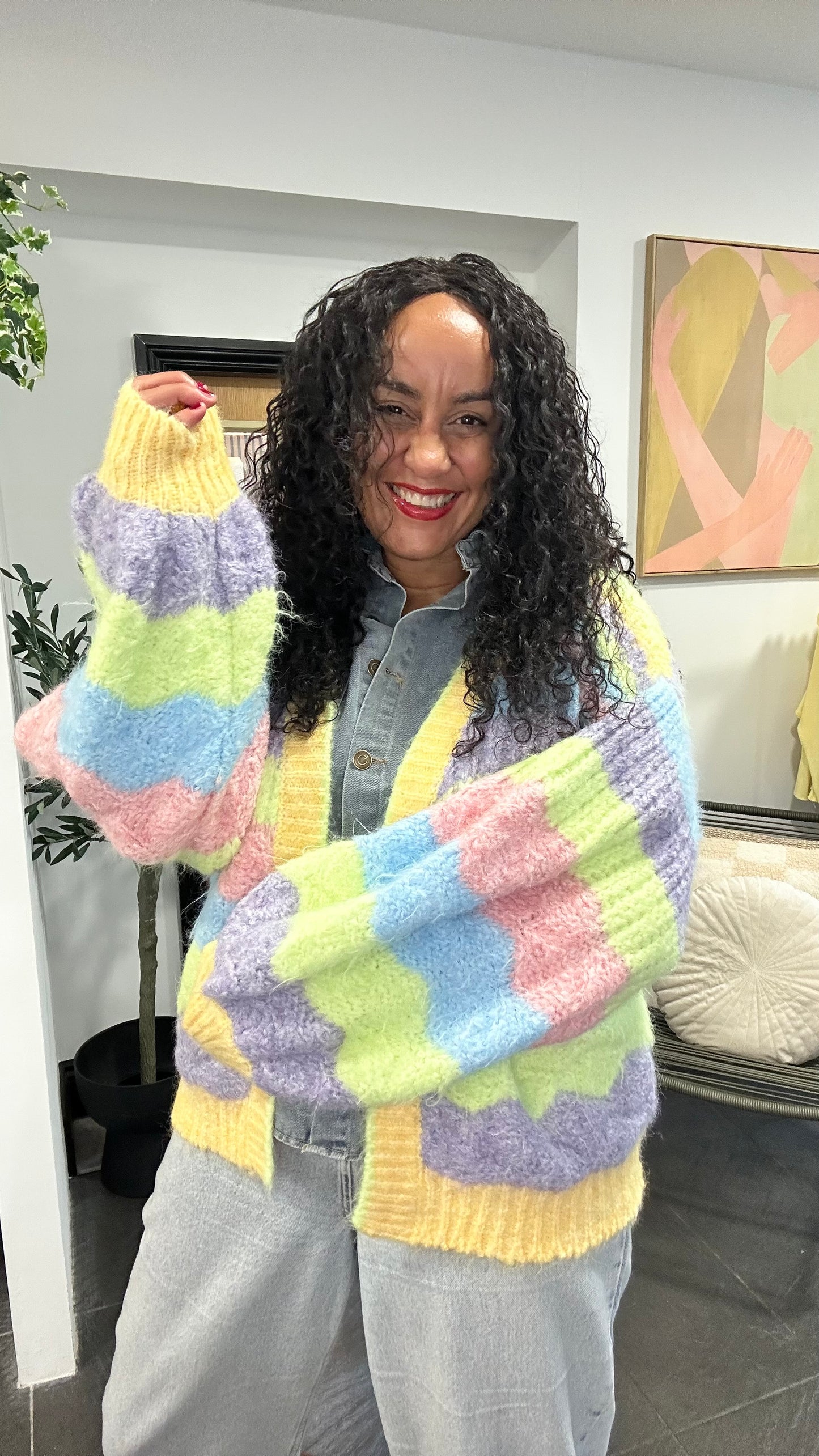 BRI CLOUD RAINBOW CLOUD CARDIGAN PASTEL YELLOW PINK  *New