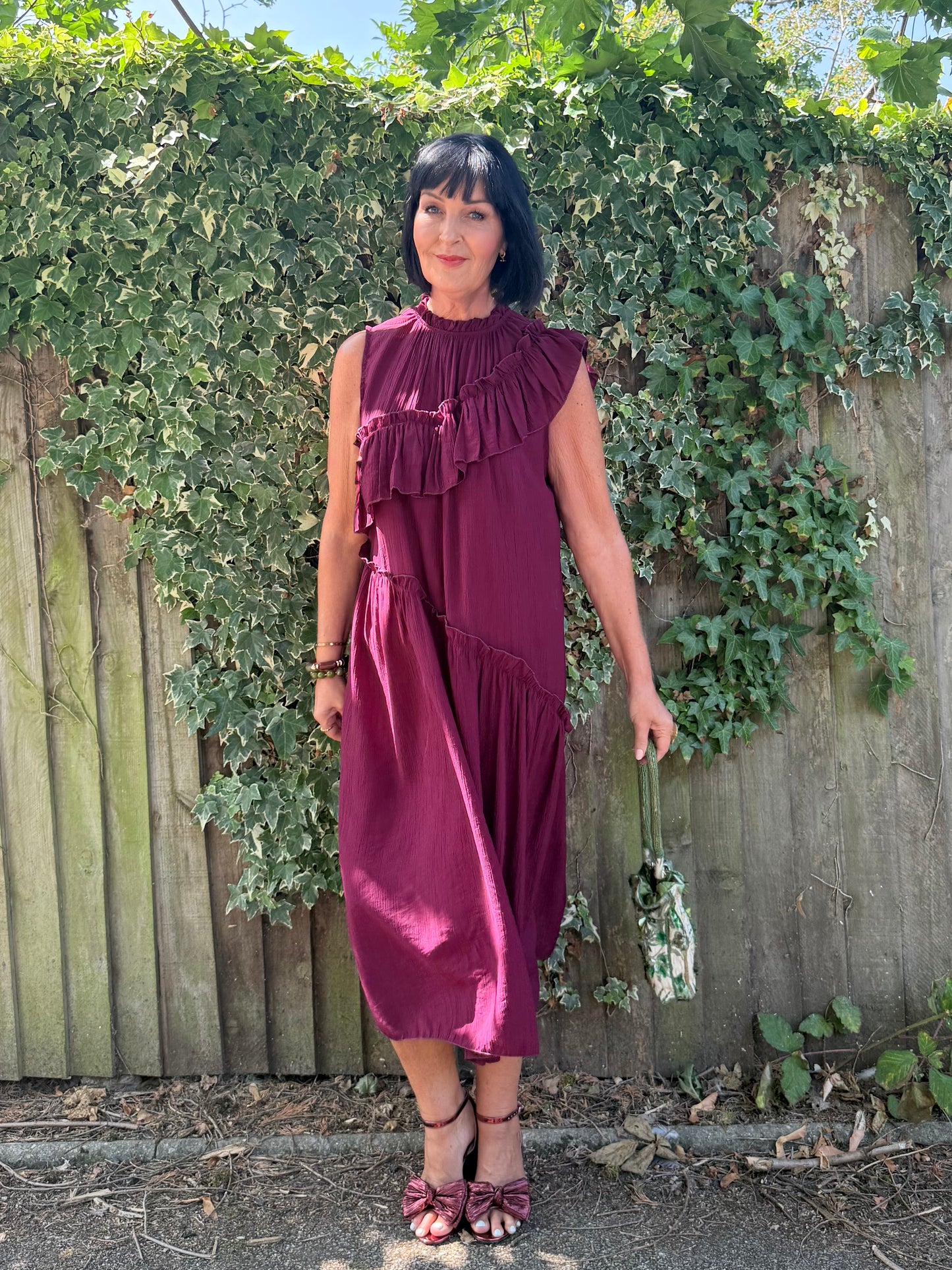 FLOWETRY FRILL MAXI DRESS WINE RED *New