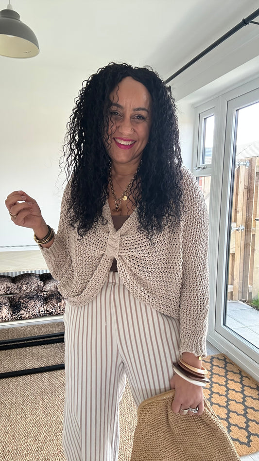 PRE ORDER FRONT KNOT FISHERMAN KNIT BEIGE *New