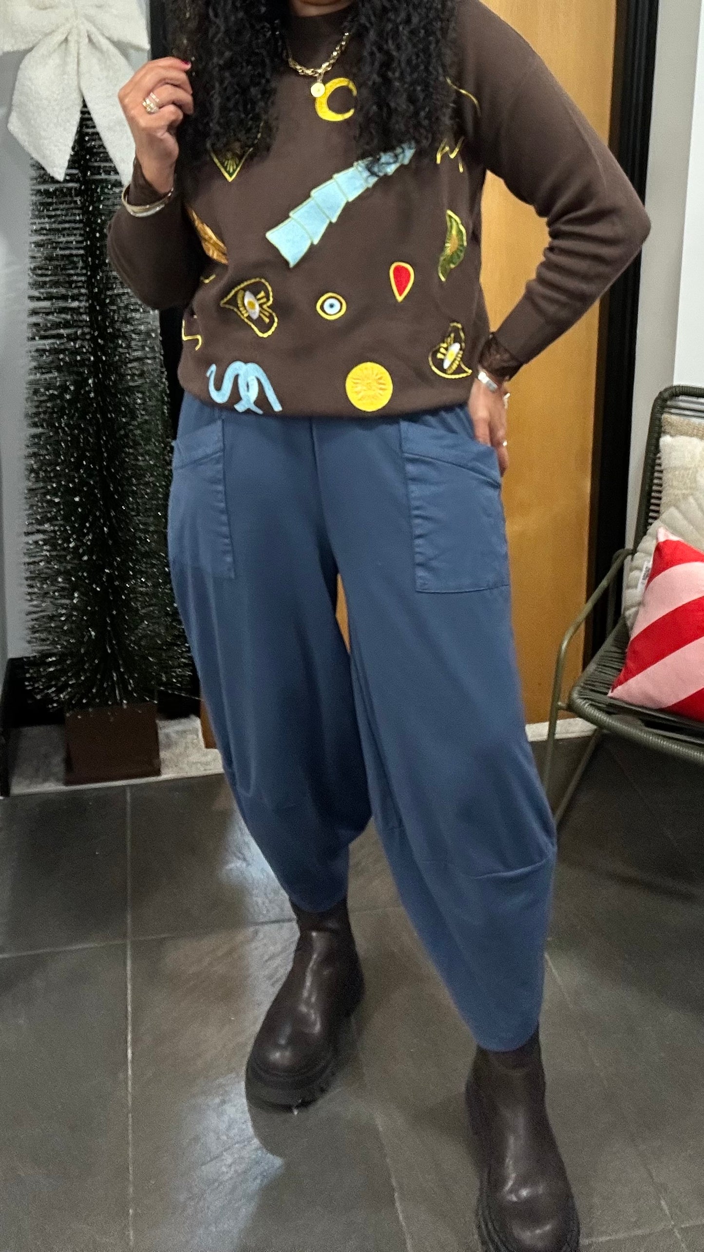 OG DEBORAH POCKET BALLOON TROUSERS DENIM BLUE  *New