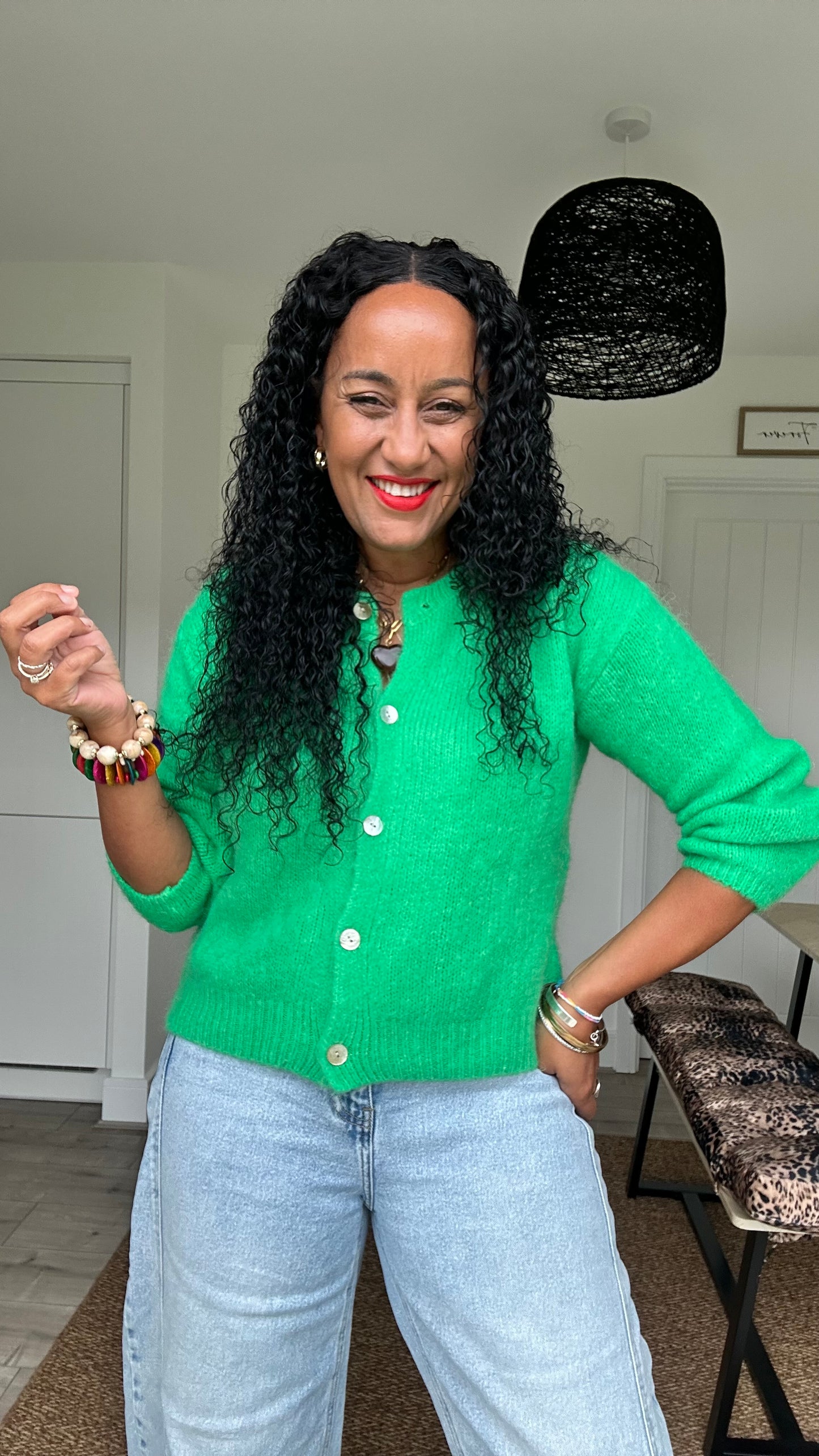 BONNIE SOFT TOUCH BUTTON CARDIGAN EMERALD GREEN *New