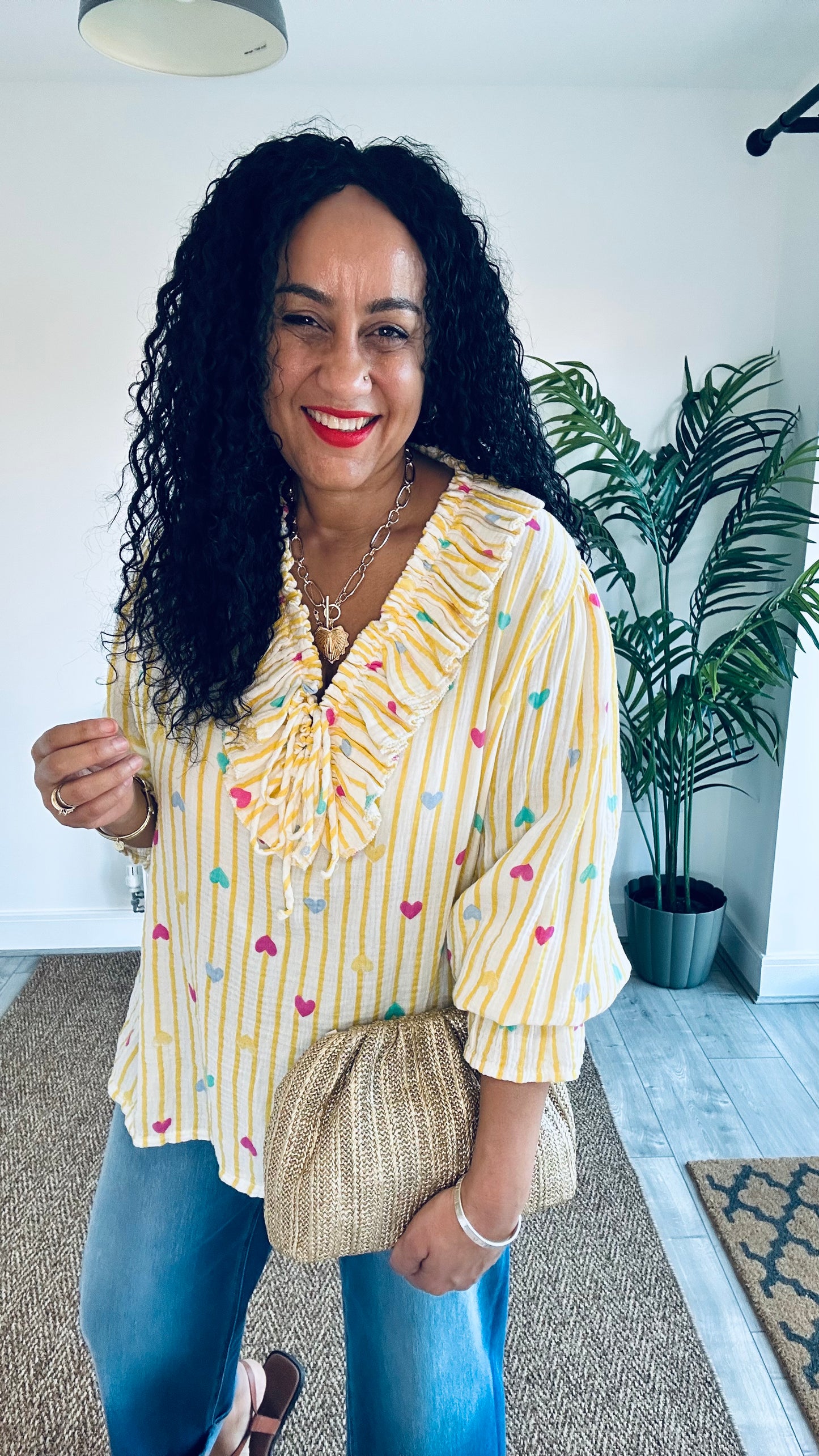 TYRA RUFFLE BLOUSE HEART YELLOW *New