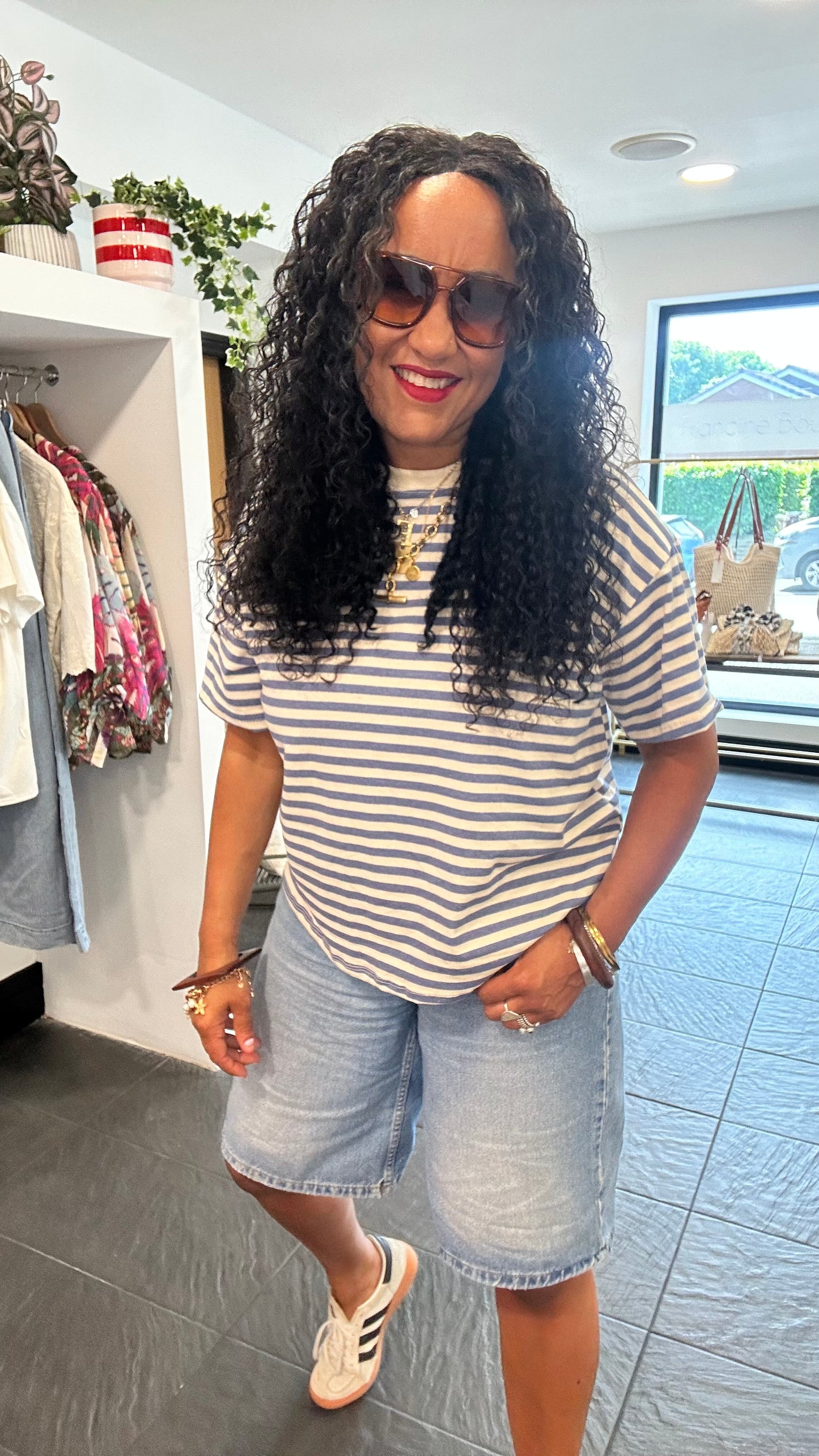 CANDY T SHIRT DENIM BLUE & CREAM *New