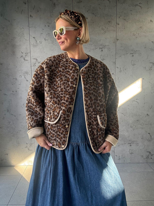 REVERSIBLE SHEARLING & LEOPARD SHACKET JACKET *New