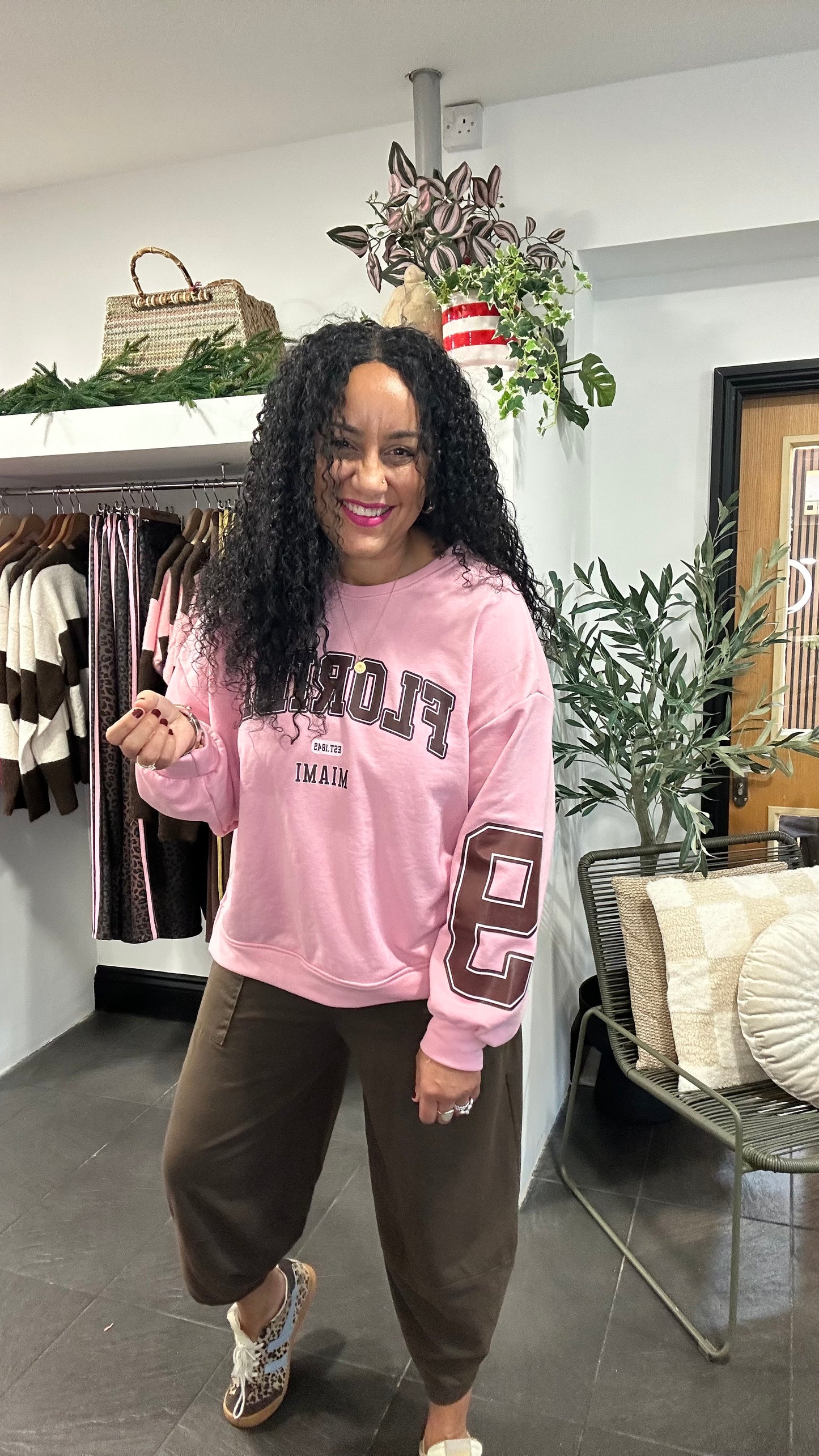 FLORIDA VARSITY SLOGAN SWEATSHIRT PINK *New