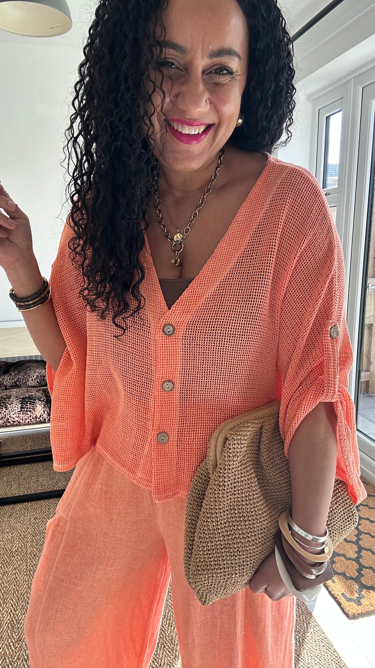 DERBY WAFFLE CARDIGAN ORANGE *New