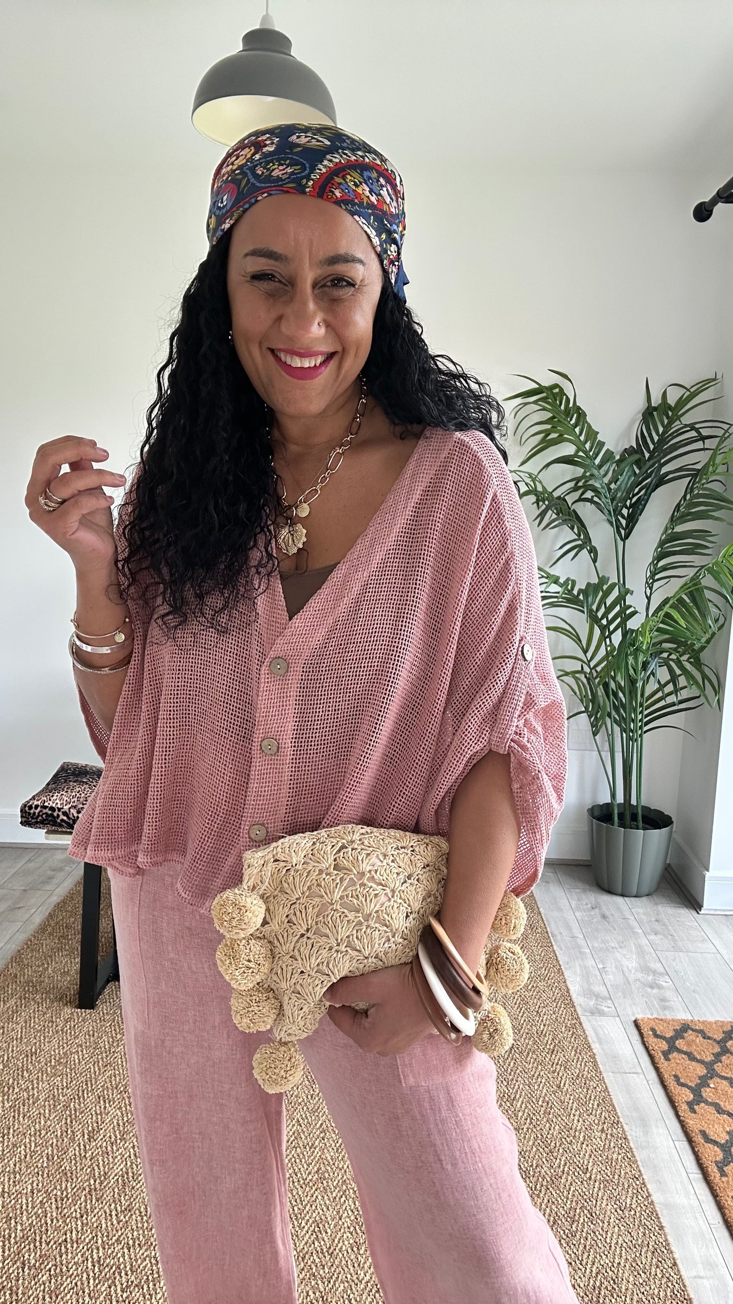 DERBY WAFFLE CARDIGAN SALMON PINK *New