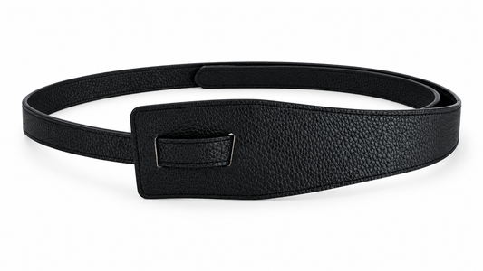 BLACK FAUX LEATHER TUCK BELT *New
