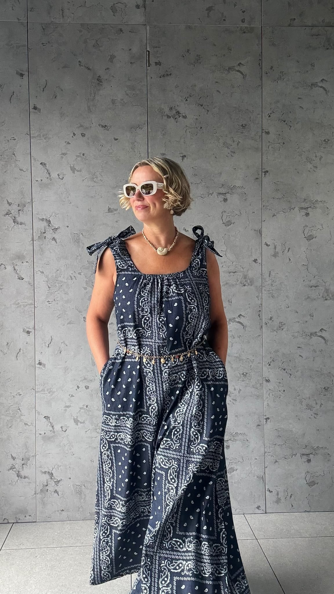 RACHEL BANDANNA NAVY JUMPSUIT *New