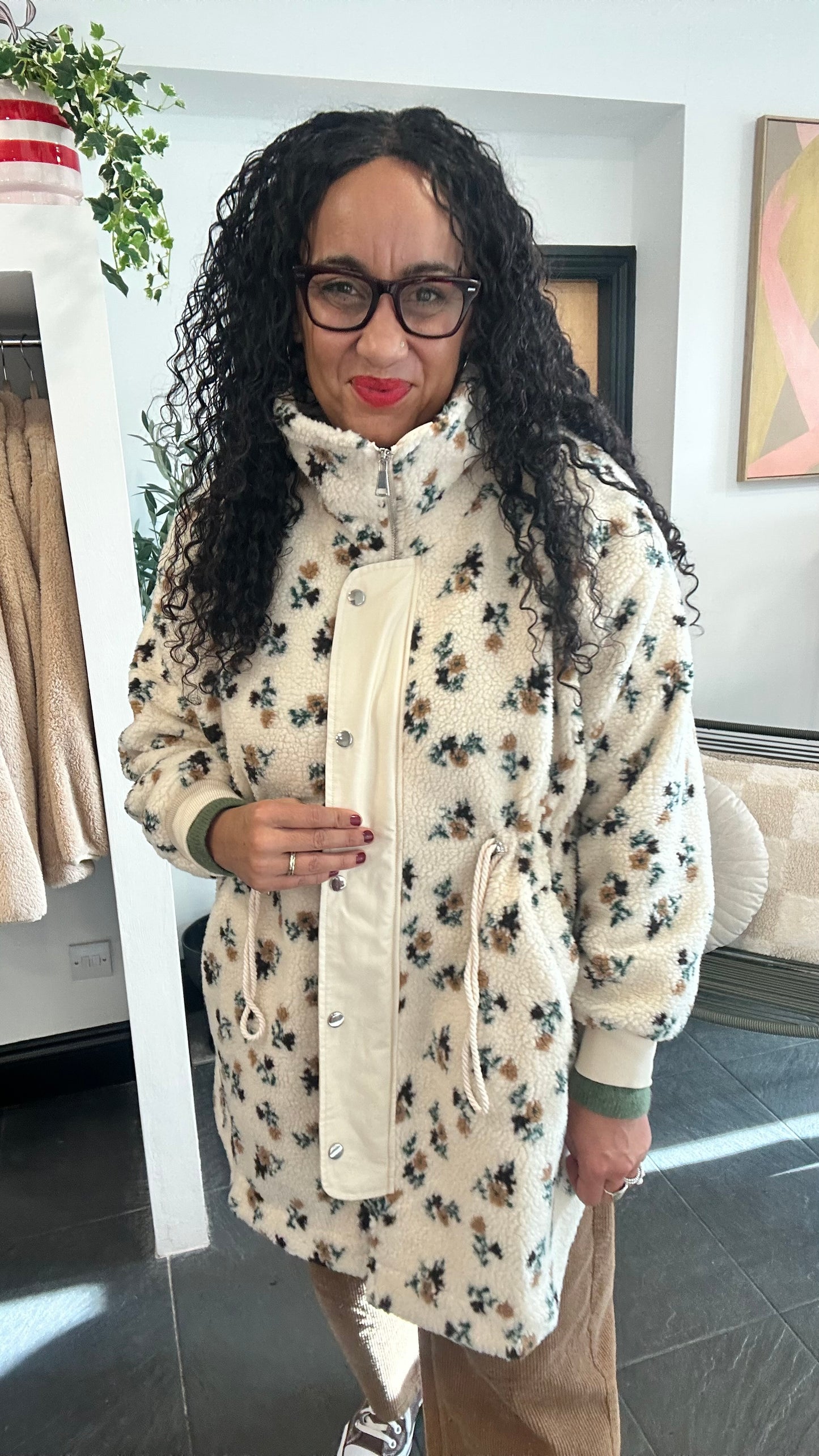 KENDAL TEDDY PARKA FLORAL & CREAM *New