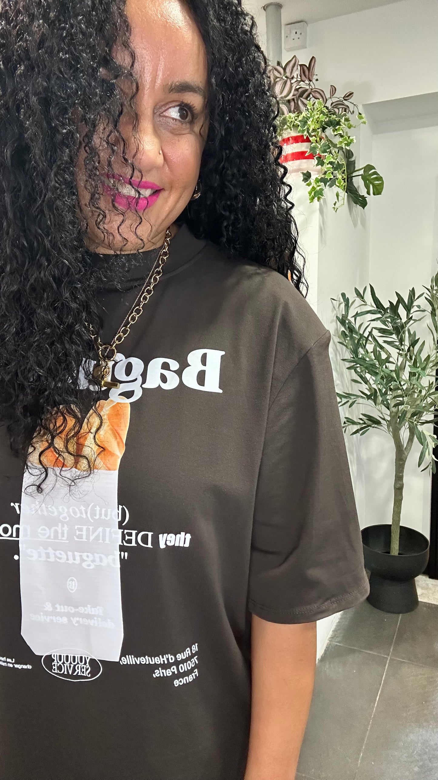 🥖 BAGUETTE GRAPHIC OVERSIZED T-SHIRT BROWN *New