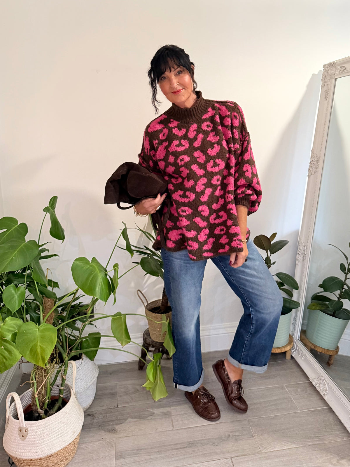 ALEX LEOPARD KNITWEAR PINK & BROWN *New
