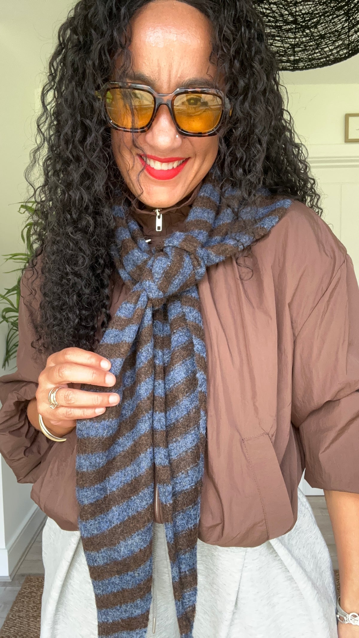TRIANGLE STRIPE NAVY & BROWN *New