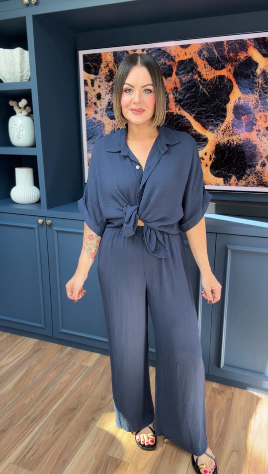 SAHARA RELAXED TROUSERS NAVY * New