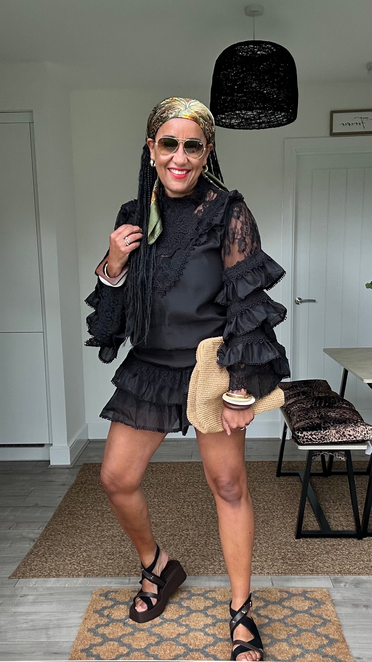 IBIZA LACE TOP & SHORT COORD BLACK *New
