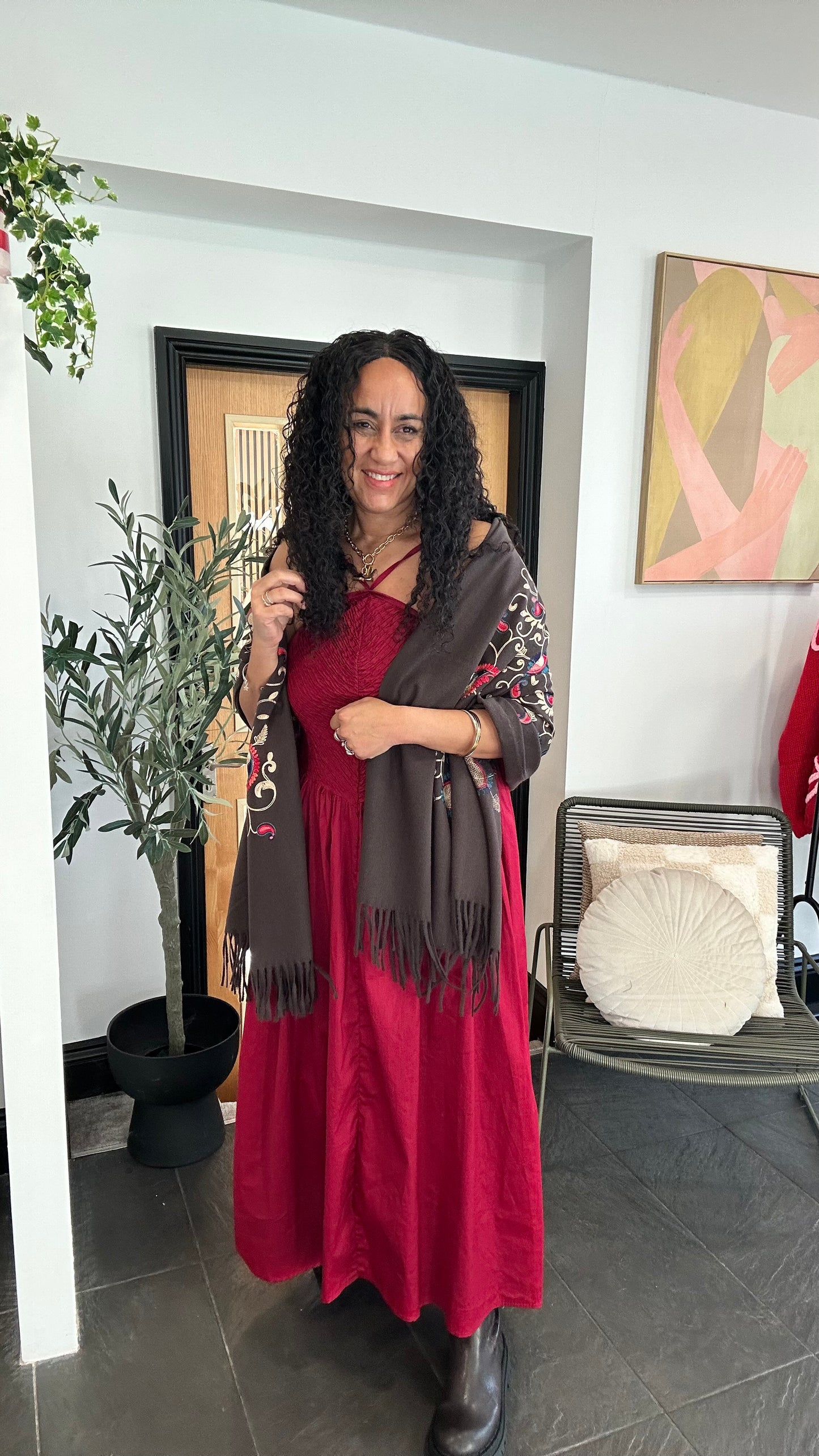 SALE MELANIE SHEARED MAXI DRESS DEEP RED