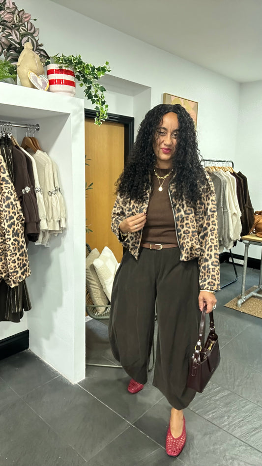 SALE DUPA BOMBER JACKET LEOPARD  CARMAEL BISCUIT *New & Trending