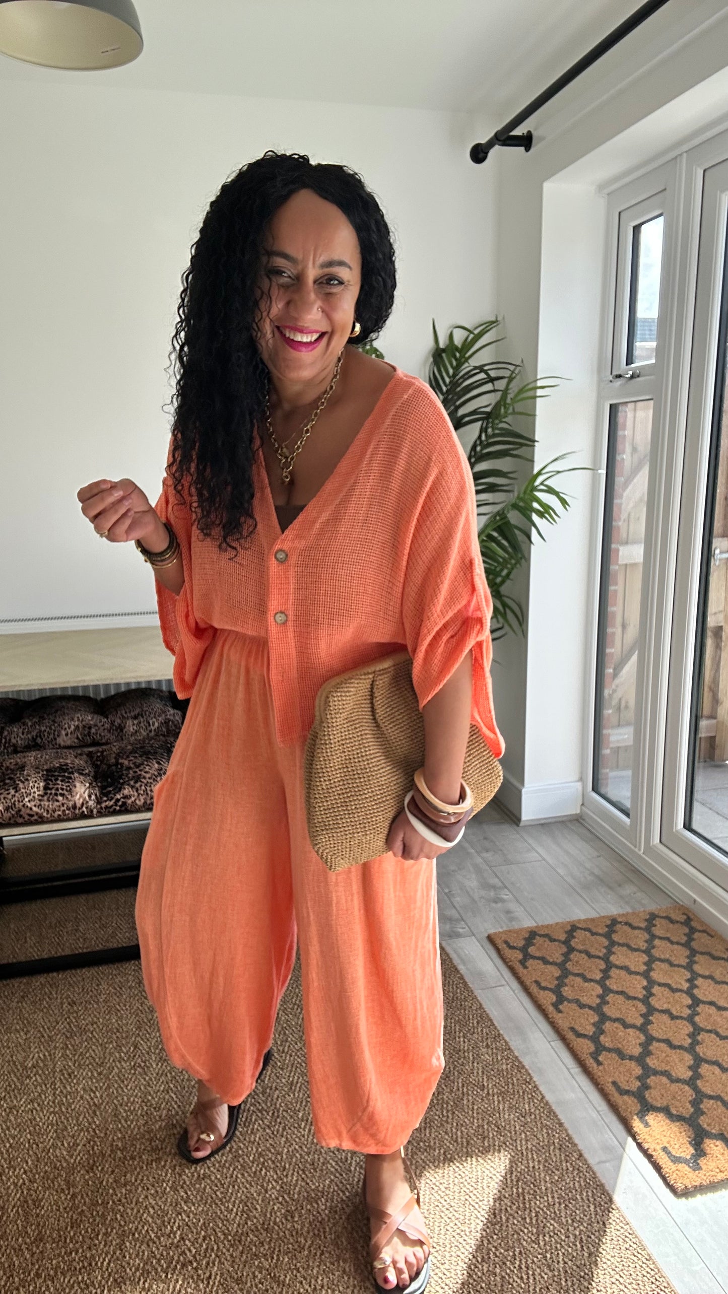 DERBY BARREL LEG TROUSERS ORANGE *New