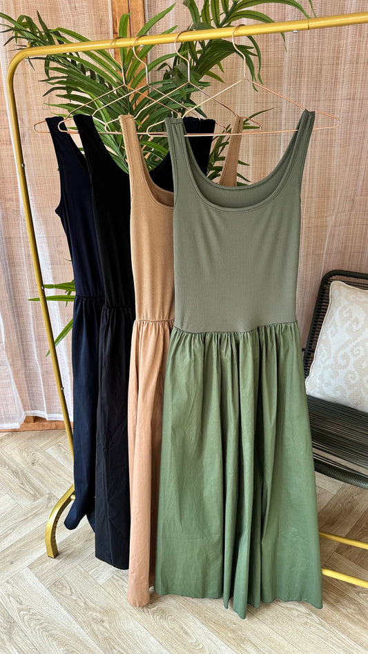 SALE LOVIKA MAXI VEST DRESS KHAKI *New & Trending