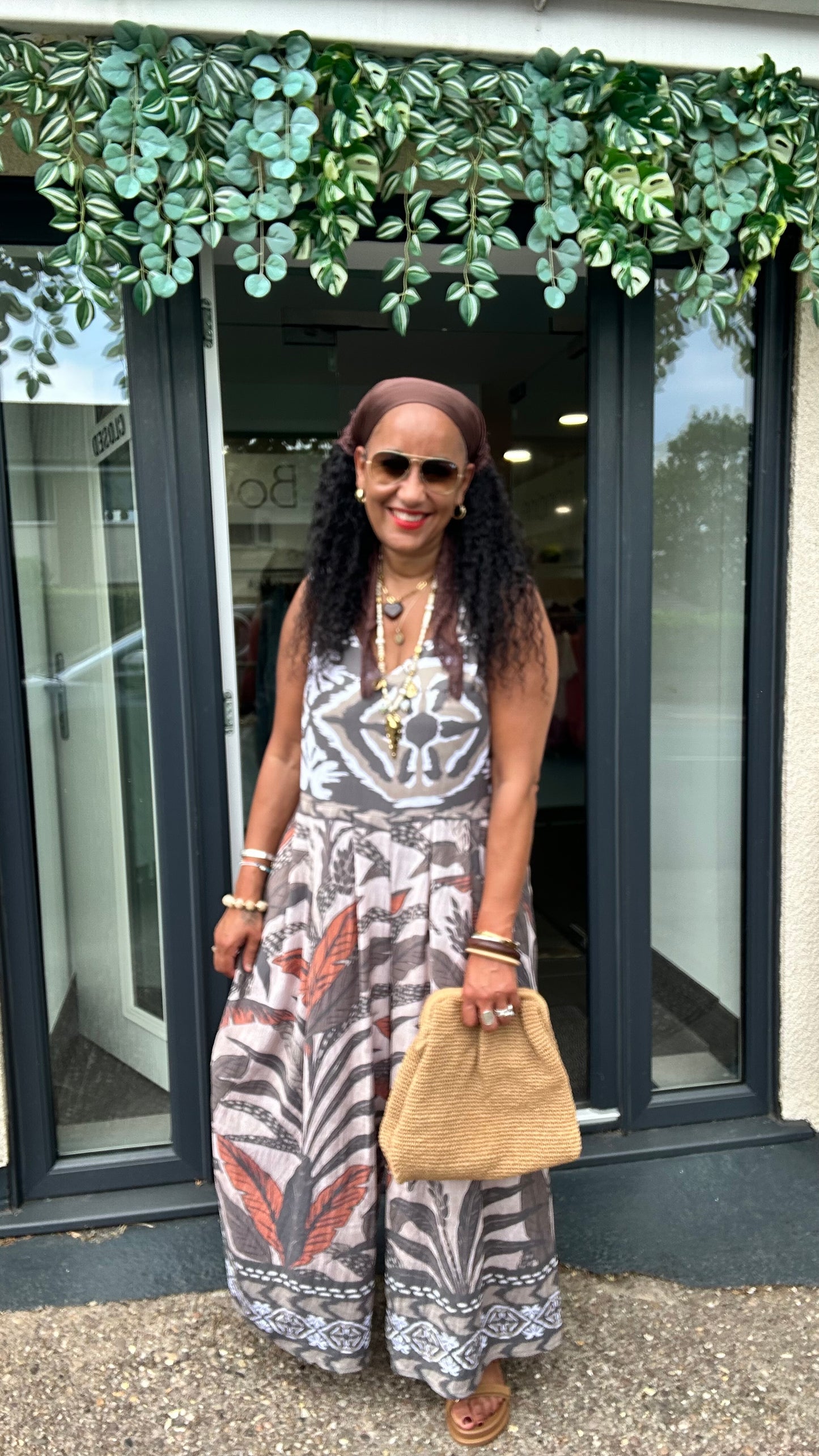 TROPICAL PRINT WIDE LEG JUMPSUIT *New