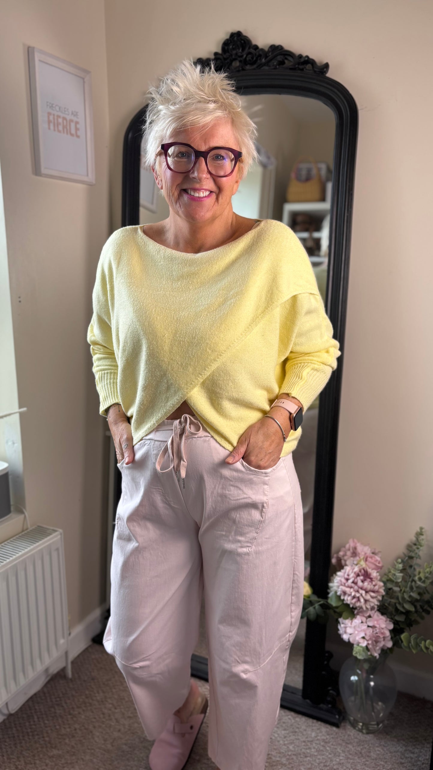 MABLE FRONT CROSS WRAP JUMPER LEMON YELLOW *New