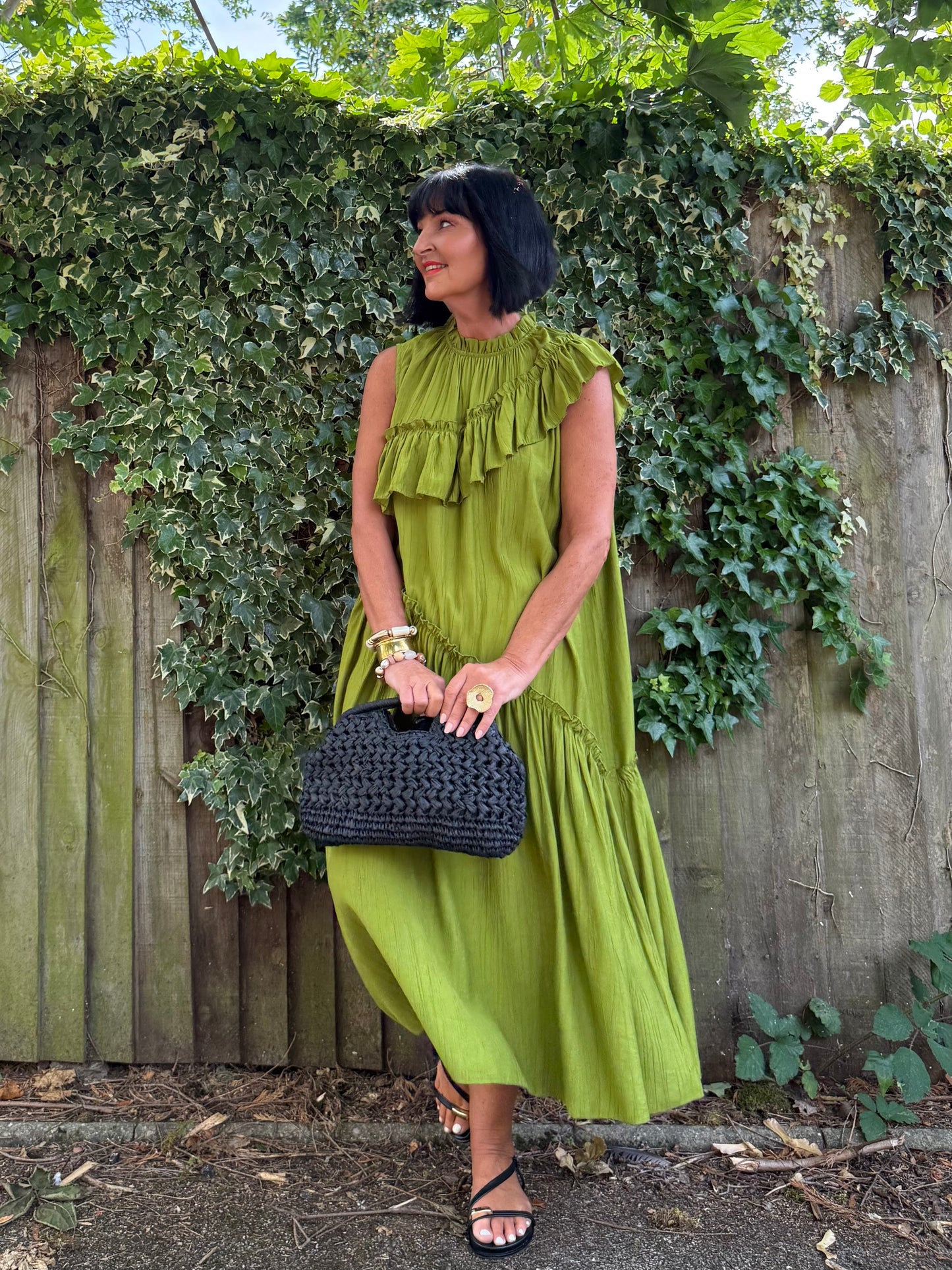 FLOWETRY FRILL MAXI DRESS OLIVE 🫒 GREEN *New
