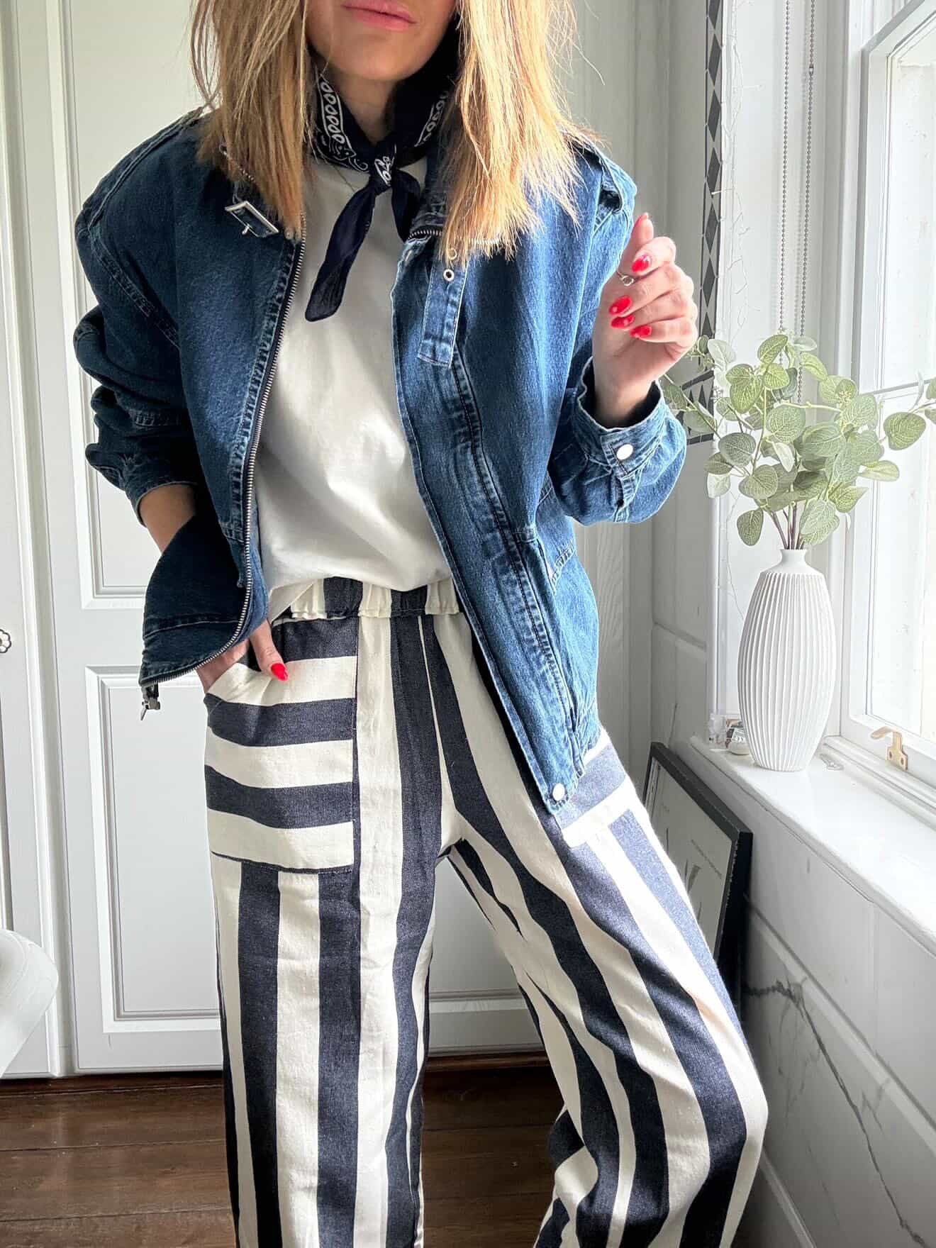 SALE DENIM FUNNEL NECK BOMBER JACKET