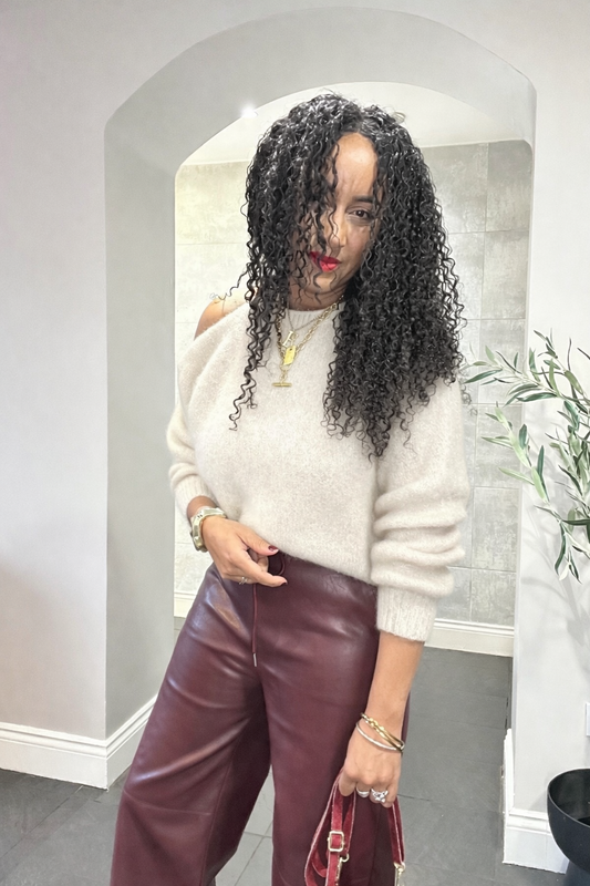 SALE EMMA LUXURY COLD SHOULDER KNITWEAR WINTER WHITE