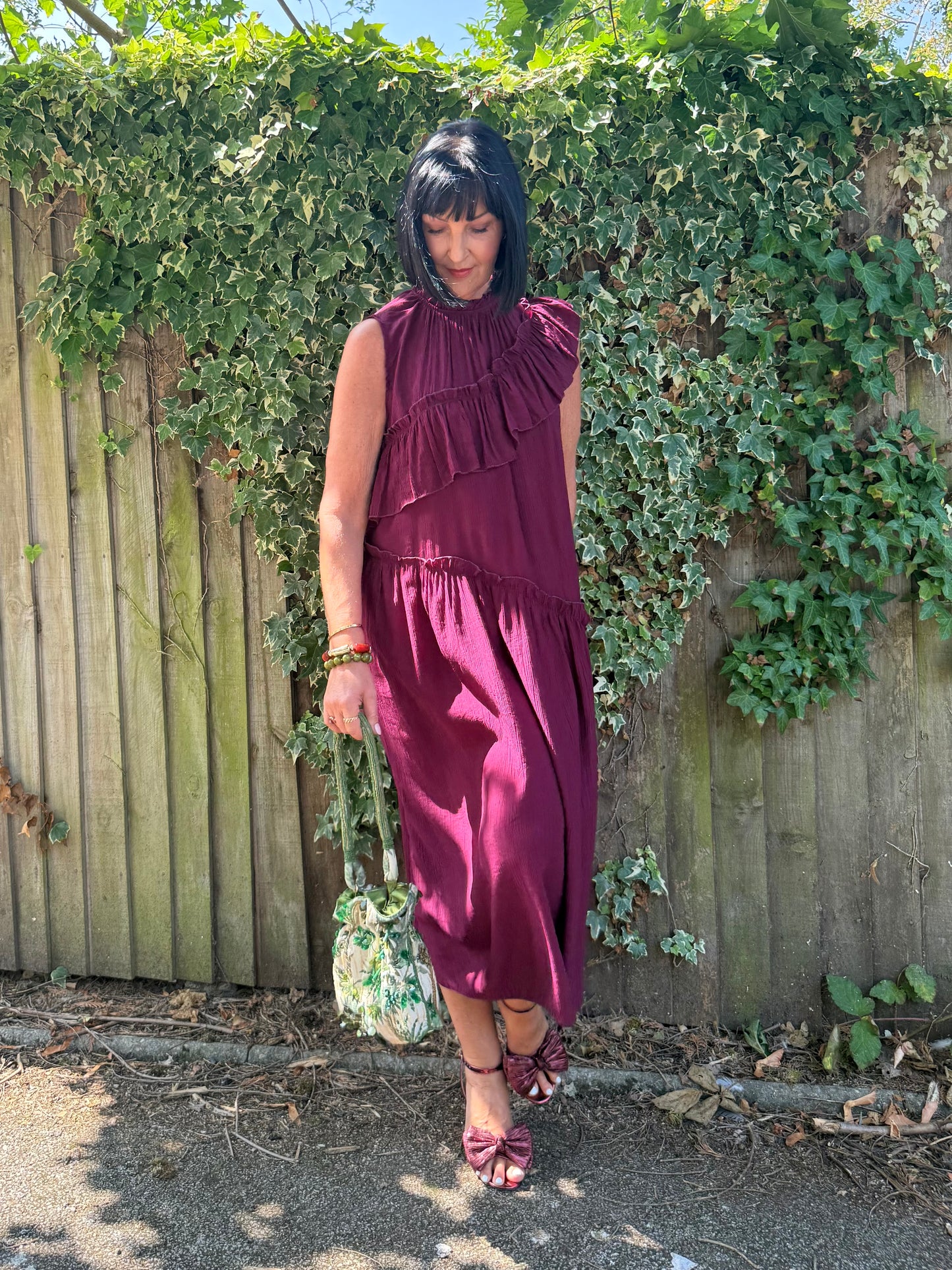 FLOWETRY FRILL MAXI DRESS WINE RED *New