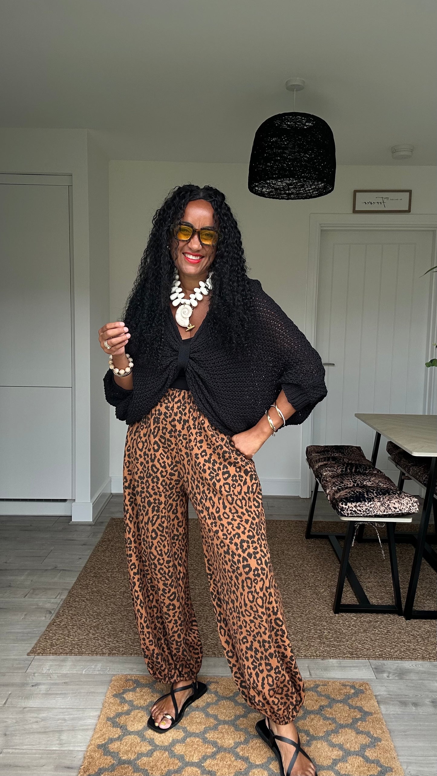 LEOPARD JERSEY JOGGERS RUST *New